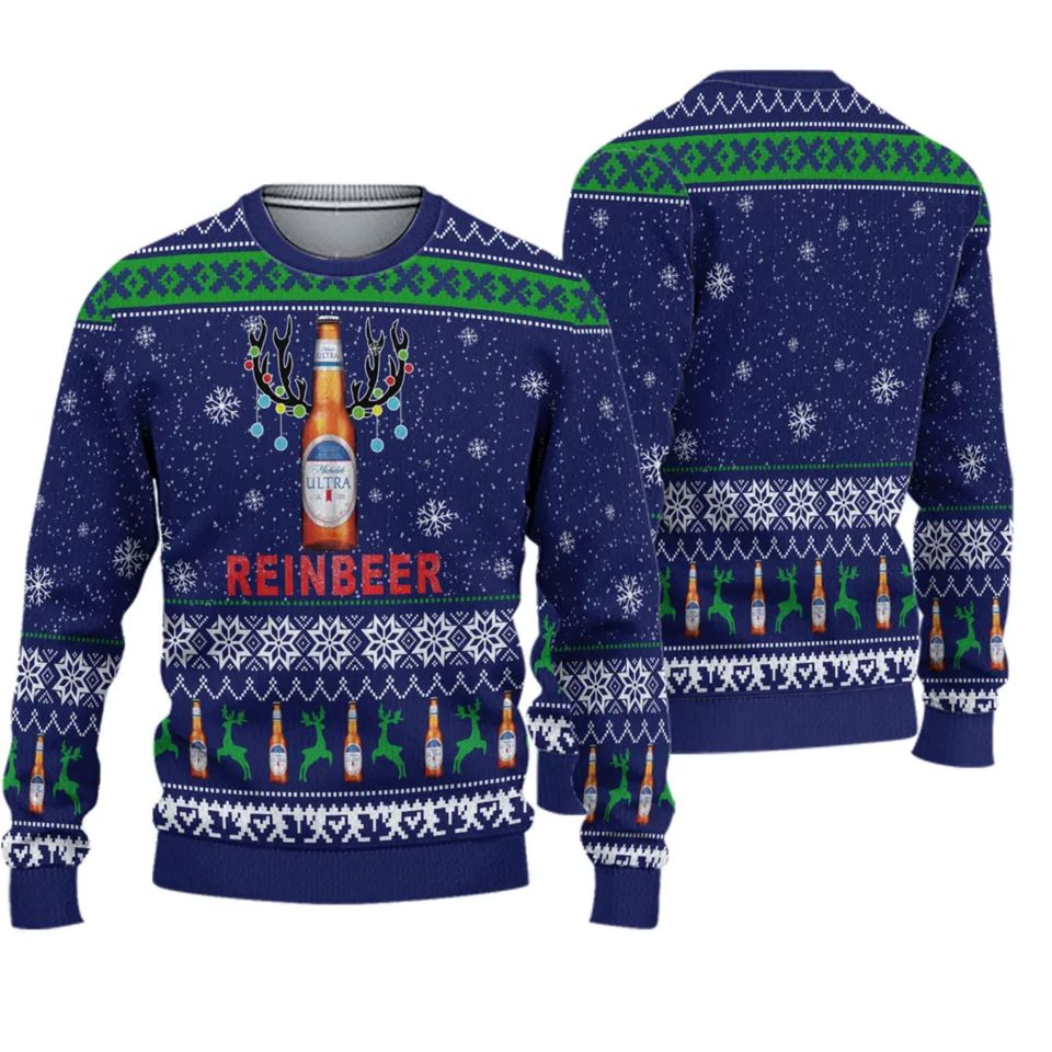 Michelob Ultra Reinbeer Christmas Sweater, Gift For Xmas 3D Sweater