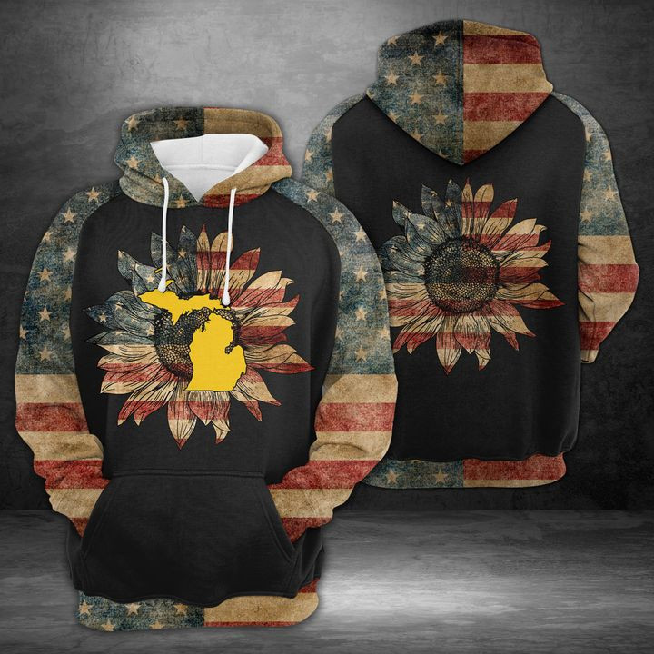 Michigan American Flag 3D All Over Print Hoodie, Zip Hoodie