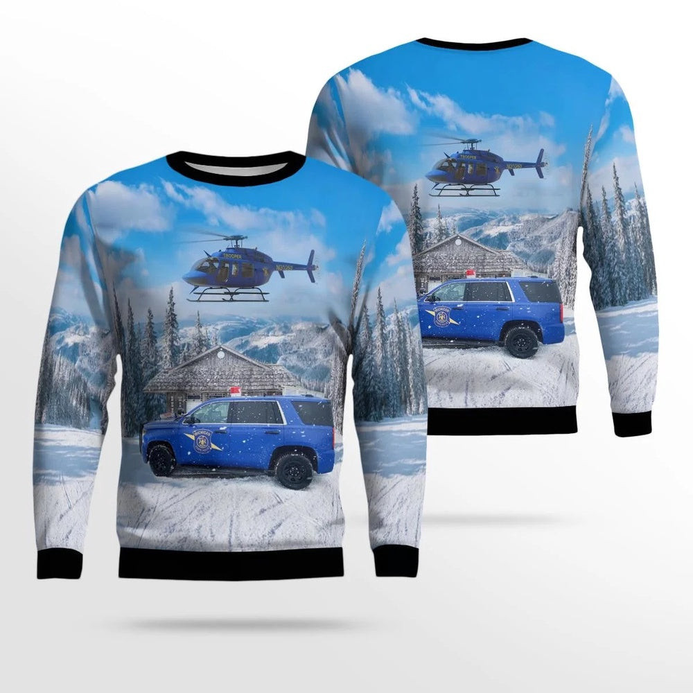 Michigan State Police AOP Ugly Sweater Christmas Unisex Sweaters Gift For Christmas