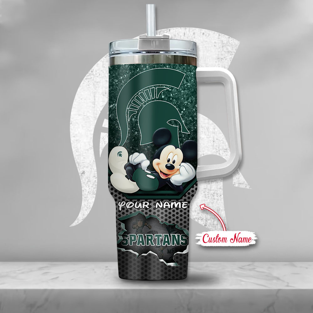 Michigan State Spartans NCAA Mickey Mouse Custom Stanley Cup 40 oz 30 oz Tumbler With HandleTVC230119 - Image 2