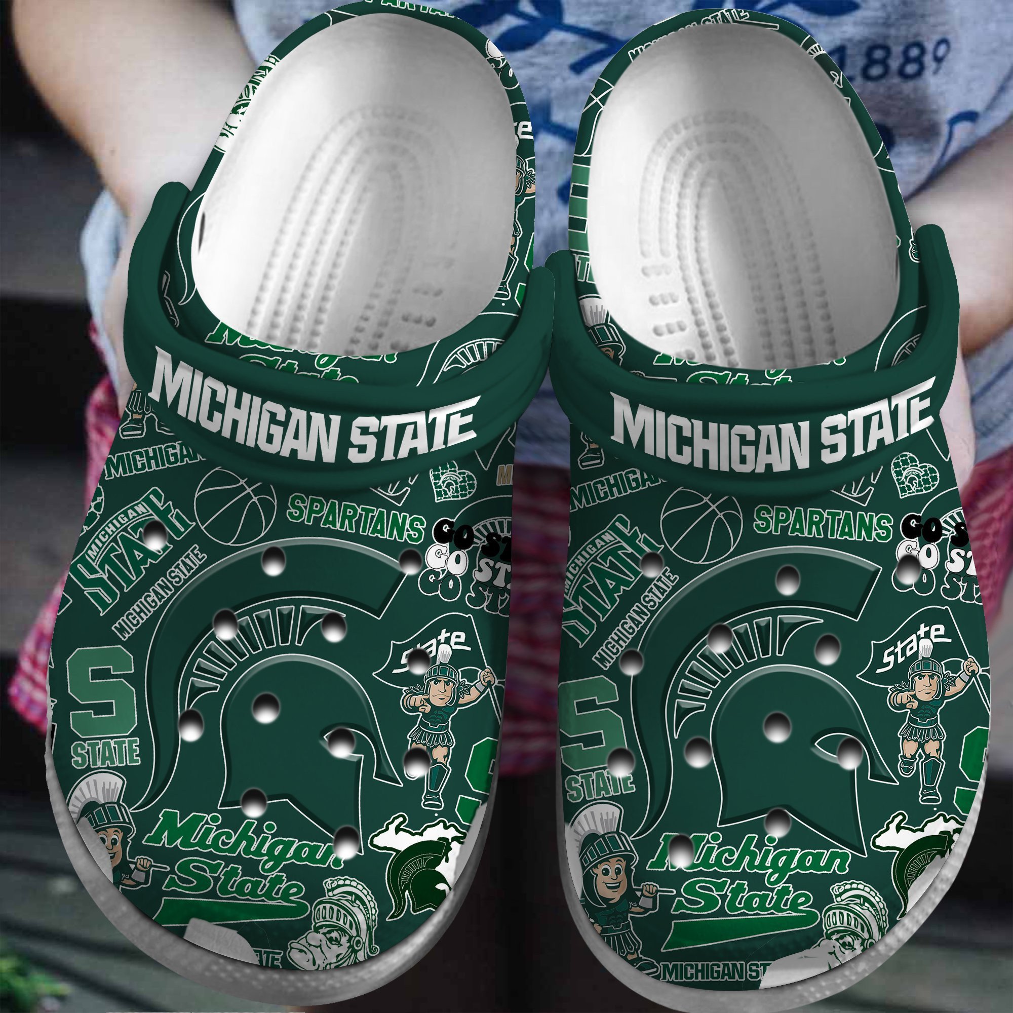 Michigan State Spartans NCAA Sport Crocs Crocband Clogs Shoes Comfortable For Men Women and Kids
