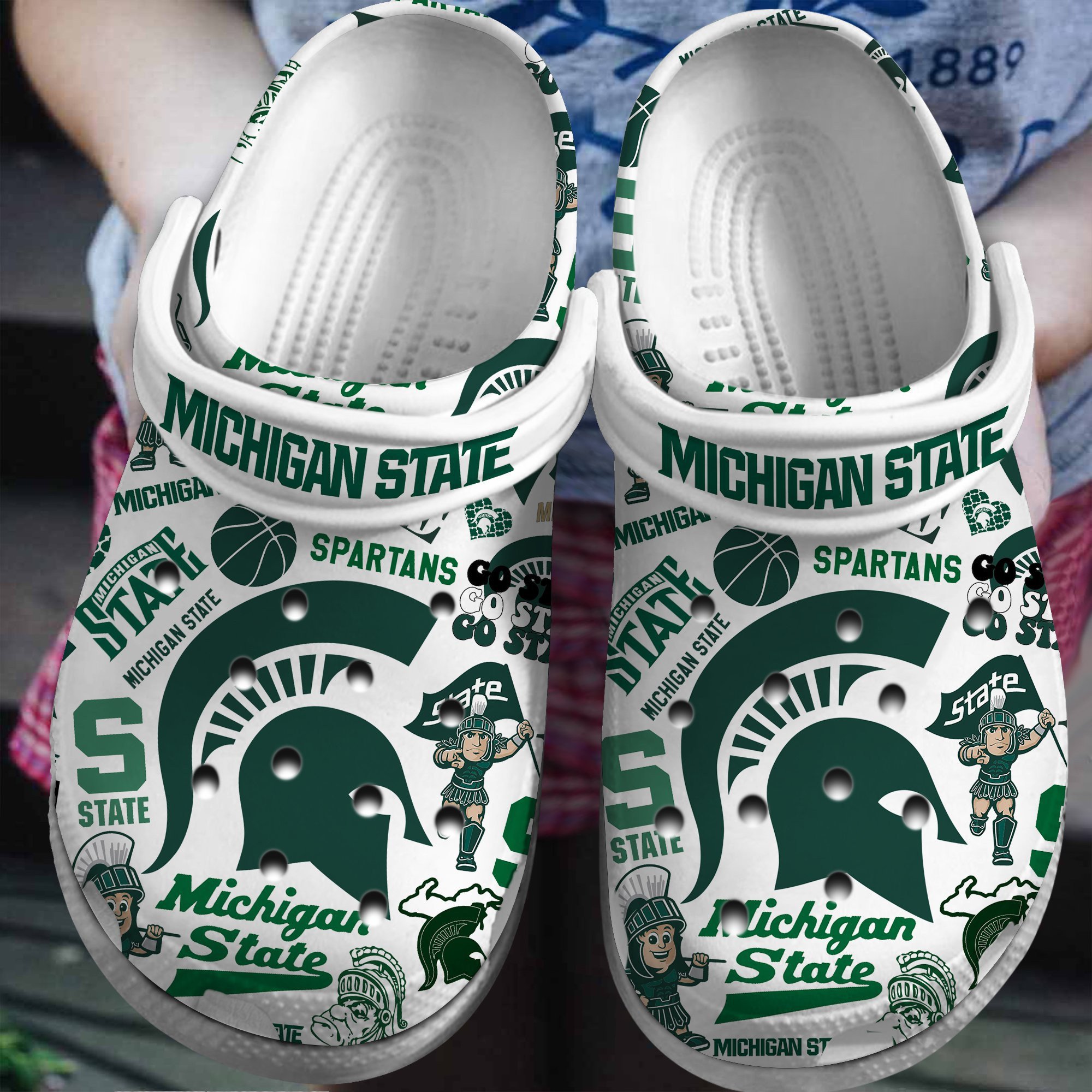 Michigan State Spartans NCAA Sport Crocs Crocband Clogs Shoes Comfortable For Men Women and Kids