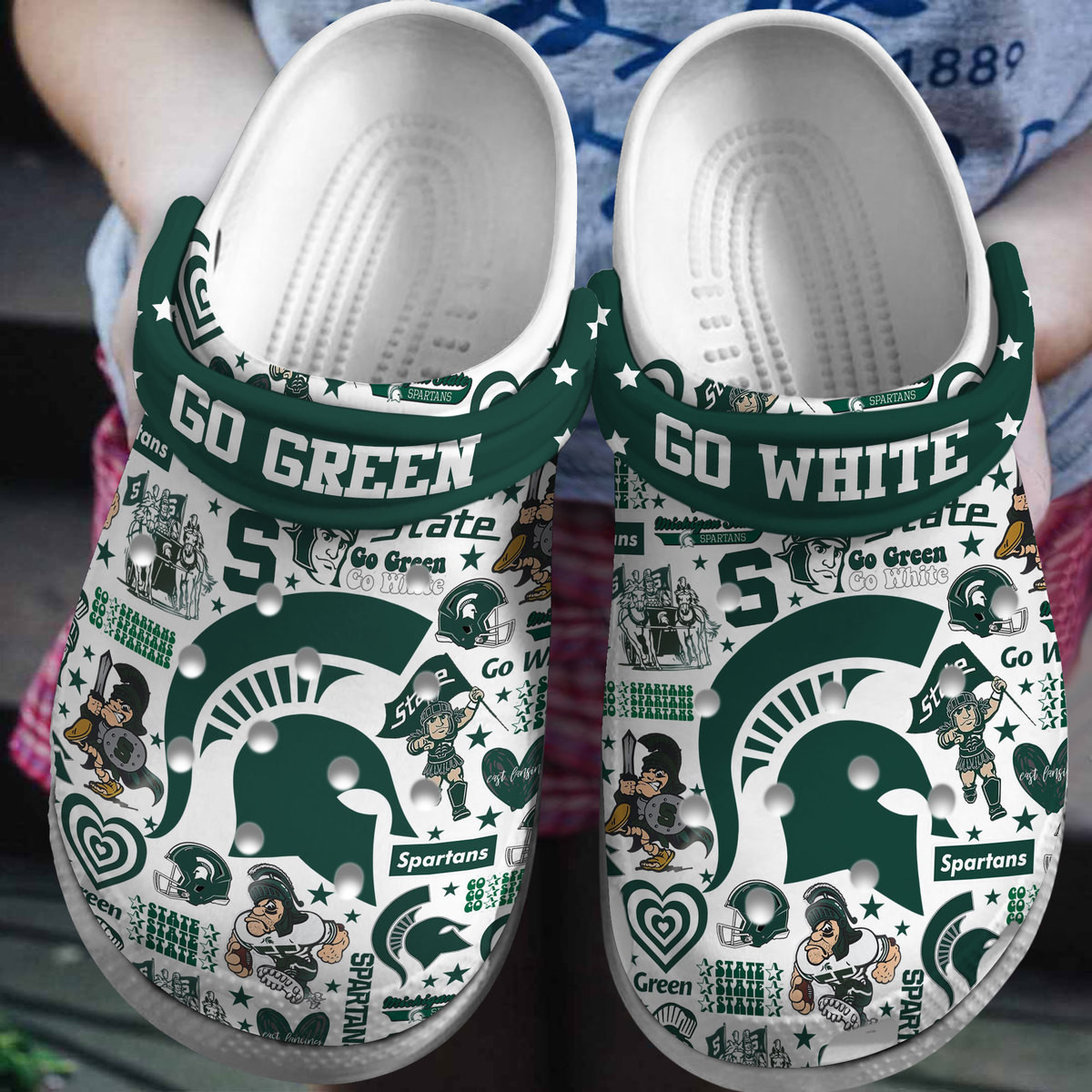 Michigan State Spartans NCAA Sport Crocs Crocband Clogs Shoes Comfortable For Men Women and Kids