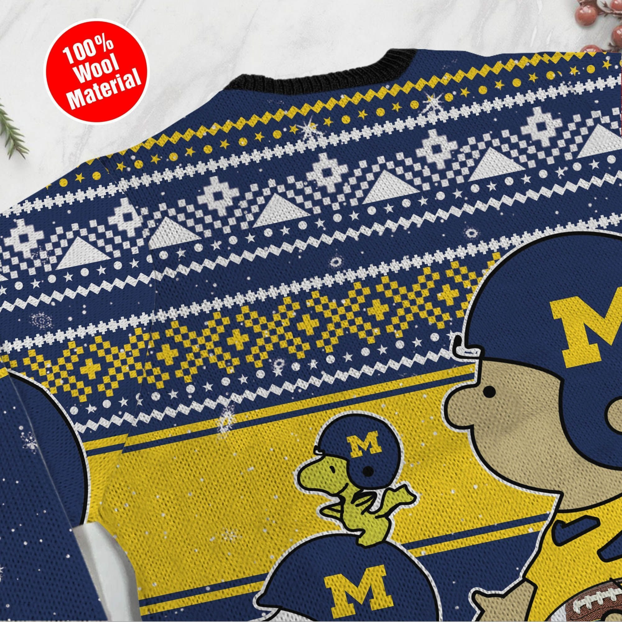 Michigan Wolverines Charlie Brown Snoopy Wear Football Jersey Ugly Christmas Sweater Adult 3D Funny Matching for family - Image 5