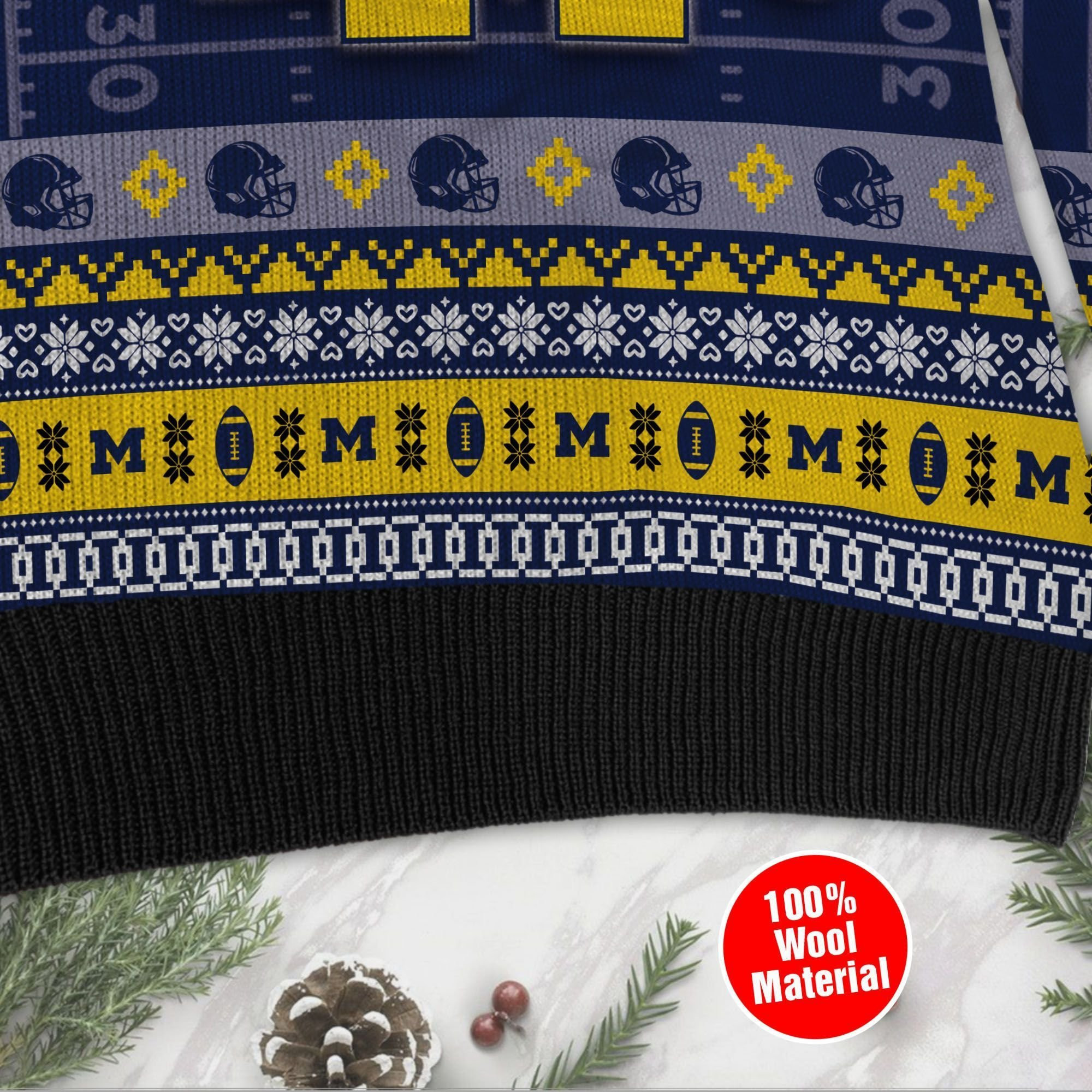 Michigan Wolverines Custom Name & Number Personalized Ugly Christmas Sweater Adult 3D Funny Matching for family - Image 3