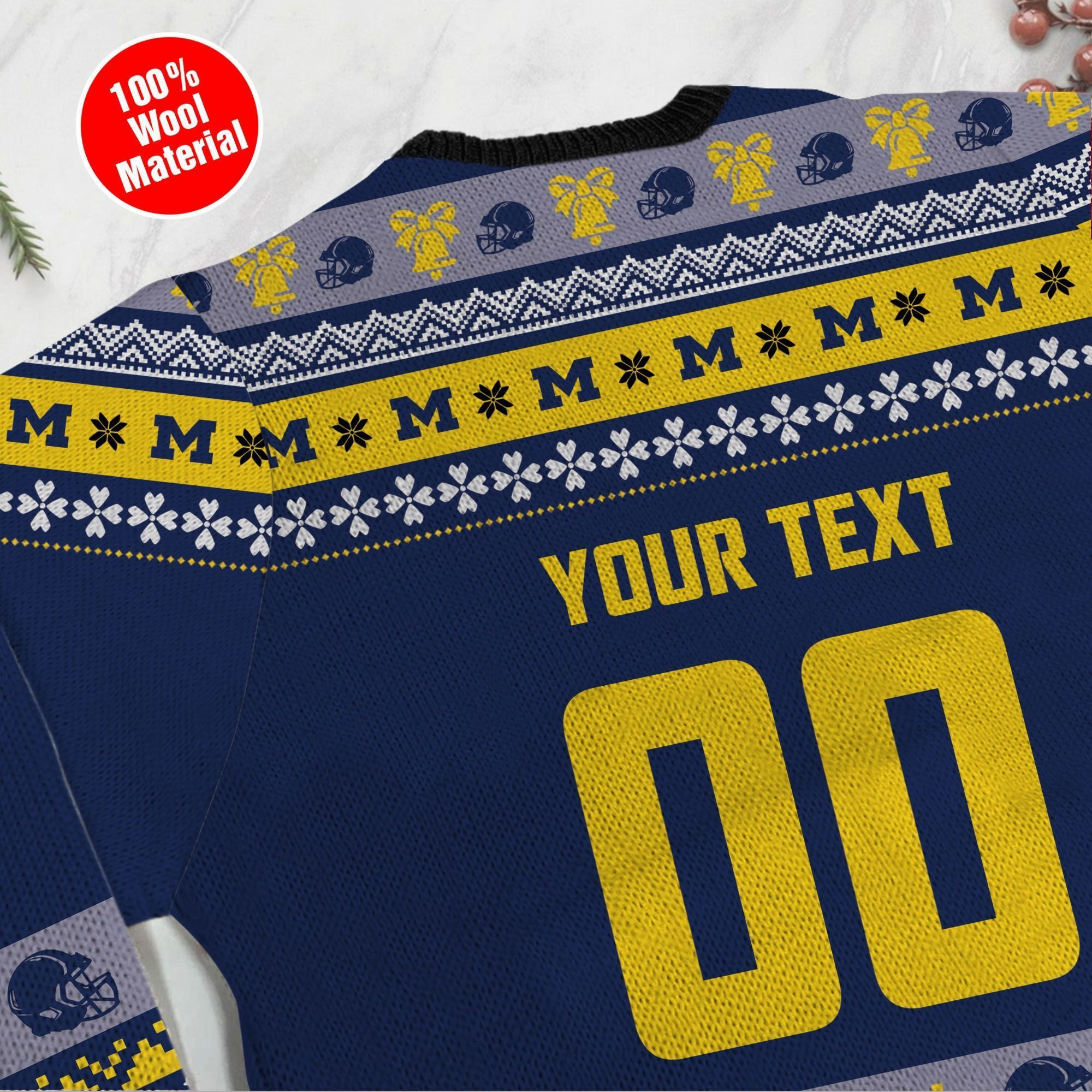 Michigan Wolverines Custom Name & Number Personalized Ugly Christmas Sweater Adult 3D Funny Matching for family - Image 4