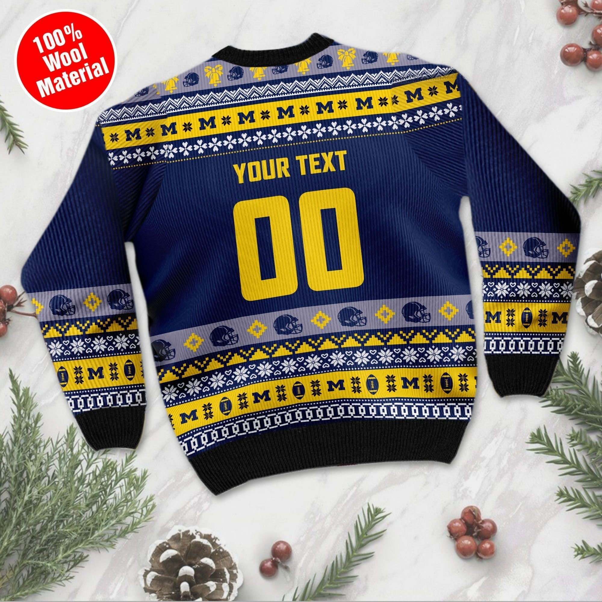 Michigan Wolverines Custom Name & Number Personalized Ugly Christmas Sweater Adult 3D Funny Matching for family - Image 5