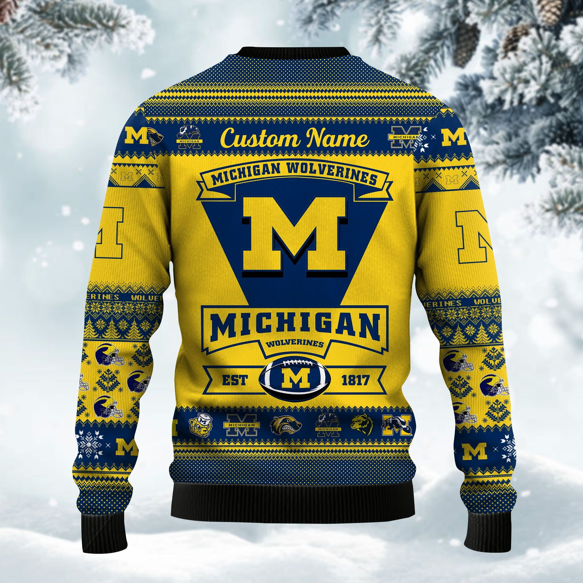 Michigan Wolverines Football Team Logo Personalized Ugly Christmas Sweater Adult 3D Funny Matching for family - Image 4