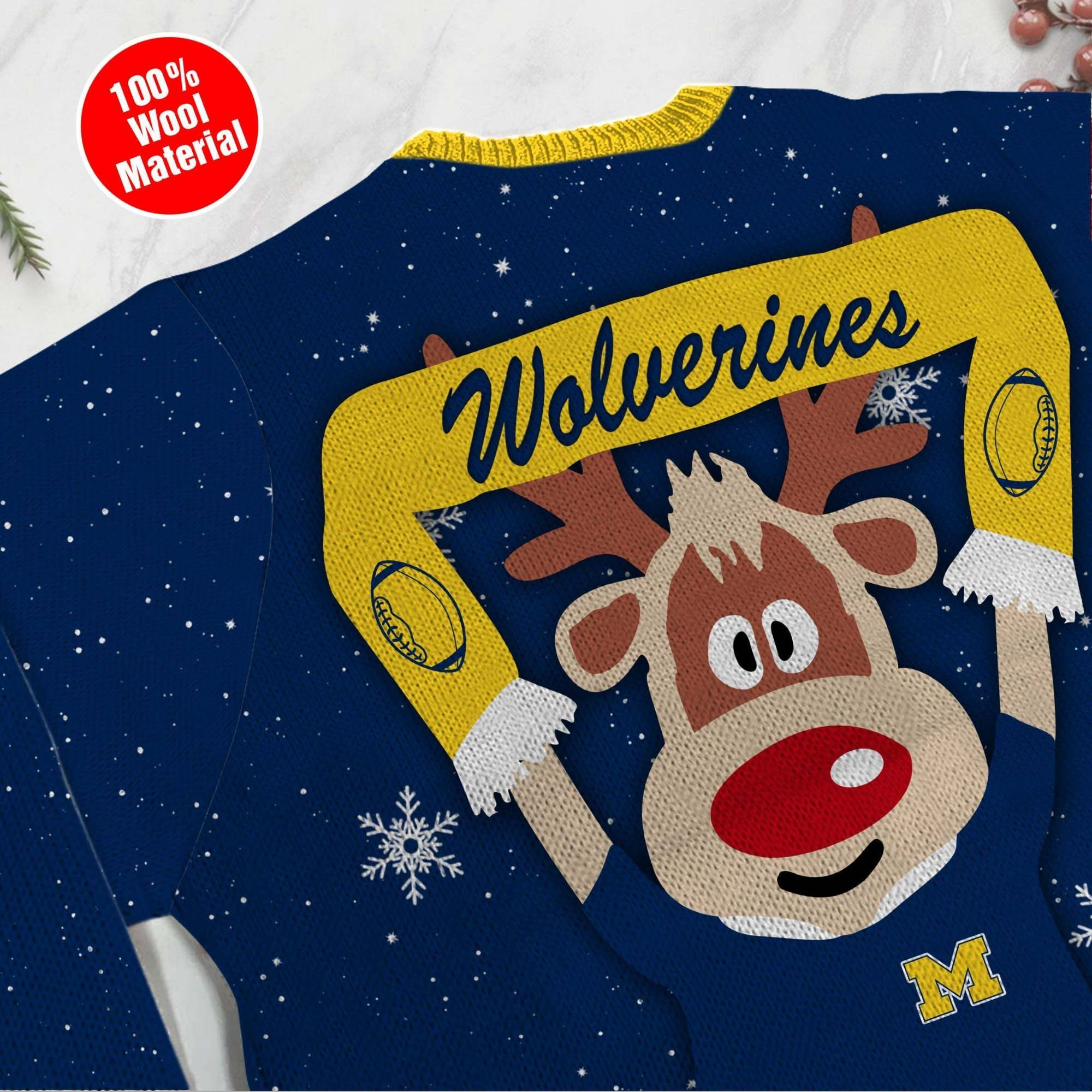 Michigan Wolverines Funny Ugly Christmas Sweater Adult 3D Funny Matching for family - Image 5