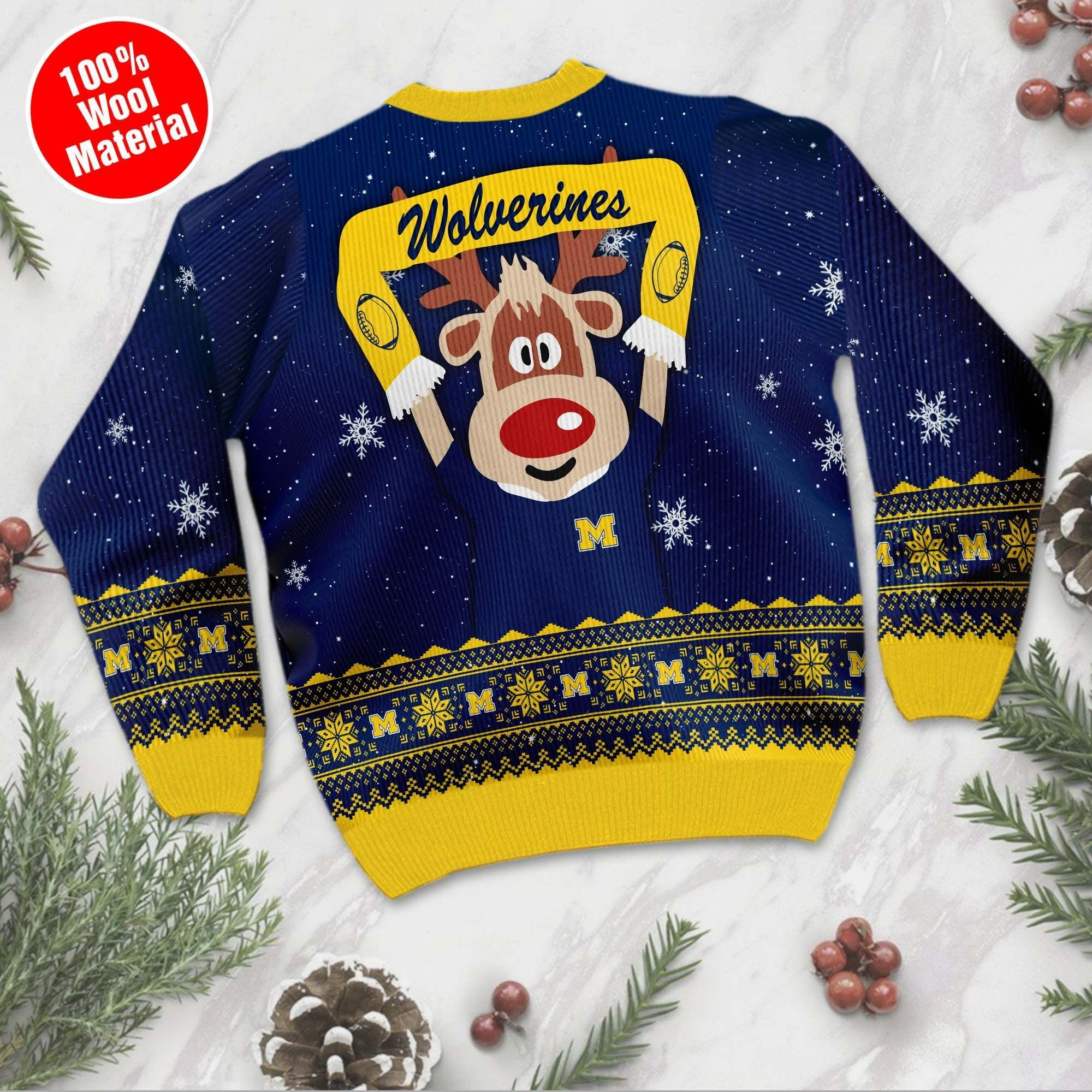 Michigan Wolverines Funny Ugly Christmas Sweater Adult 3D Funny Matching for family - Image 3