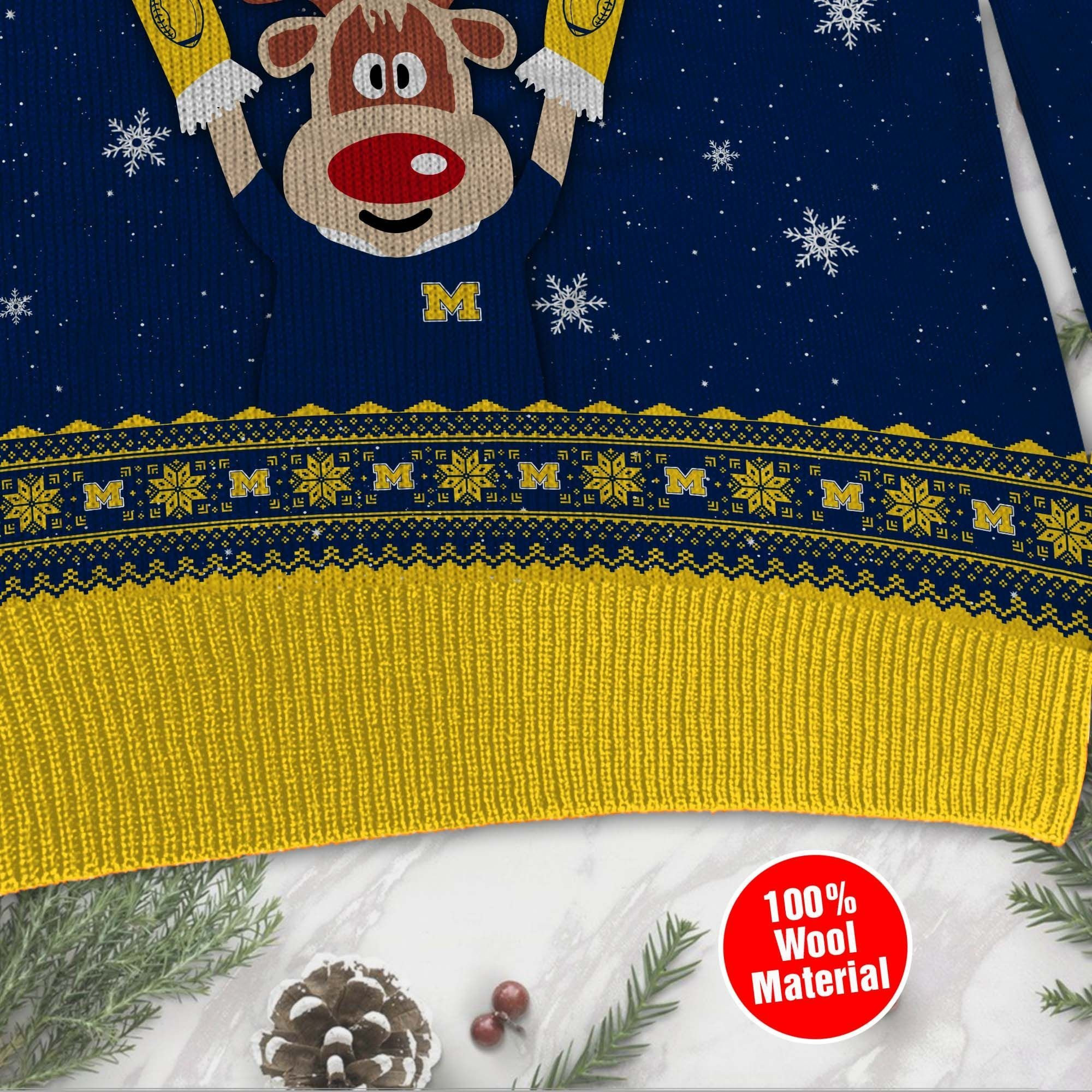 Michigan Wolverines Funny Ugly Christmas Sweater Adult 3D Funny Matching for family - Image 4