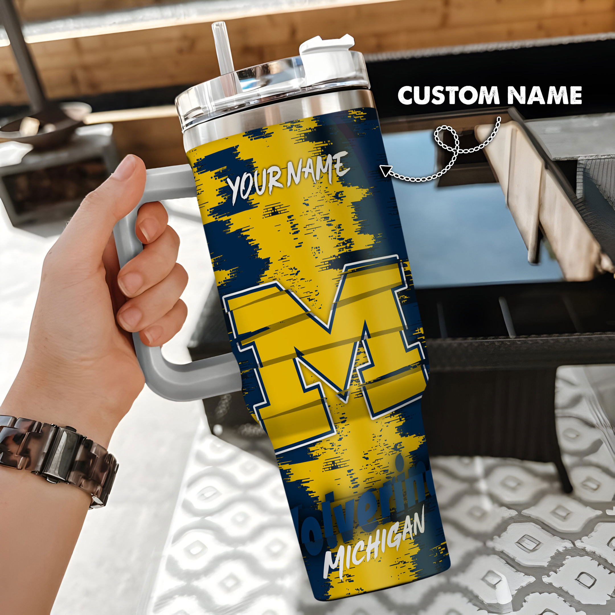Michigan Wolverines NCAA Custom Stanley Cup 40 oz 30 oz Tumbler With HandleTVC230111