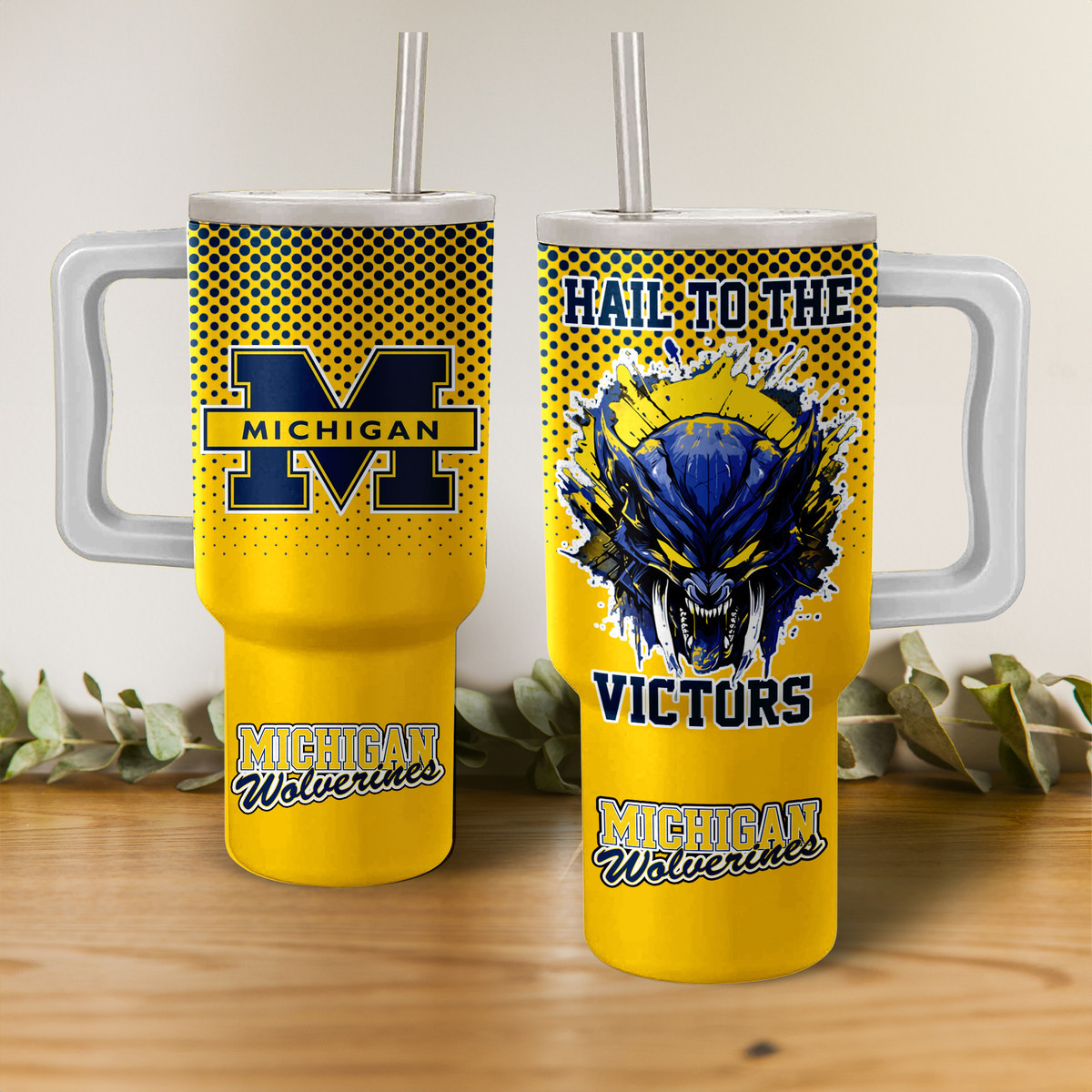 Michigan Wolverines NCAA Custom Stanley Cup 40 oz 30 oz Tumbler With HandleTVC2301154