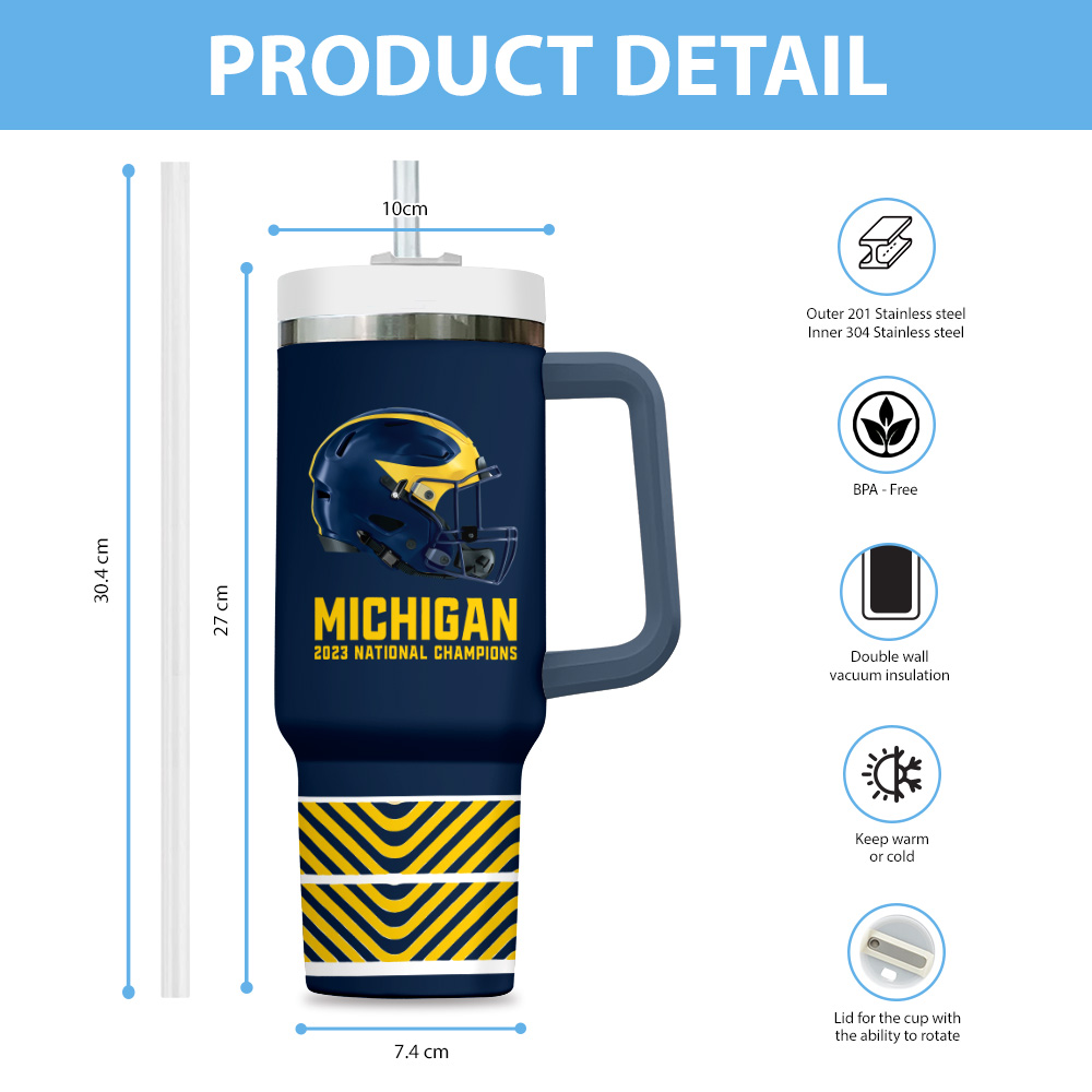 Michigan Wolverines NCAA Custom Stanley Cup 40 oz 30 oz Tumbler With HandleTVC2301847 - Image 3