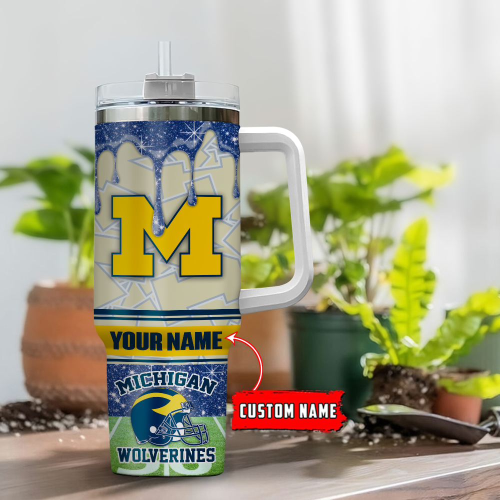 Michigan Wolverines NCAA Glitter Custom Stanley Cup 40 oz 30 oz Tumbler With HandleTVC230117