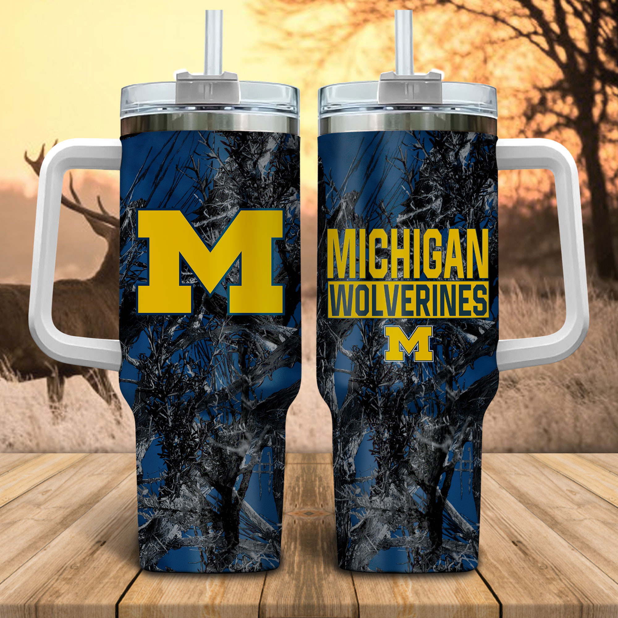 Michigan Wolverines NCAA Hunting Custom Stanley Cup 40 oz 30 oz Tumbler With HandleTVC230115