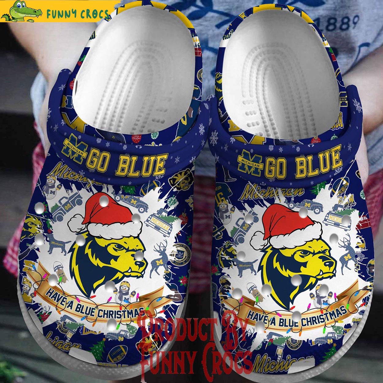 Michigan Wolverines NCAA Sport Christmas Crocs Crocband Clogs Shoes Comfortable For Men Women and Kids