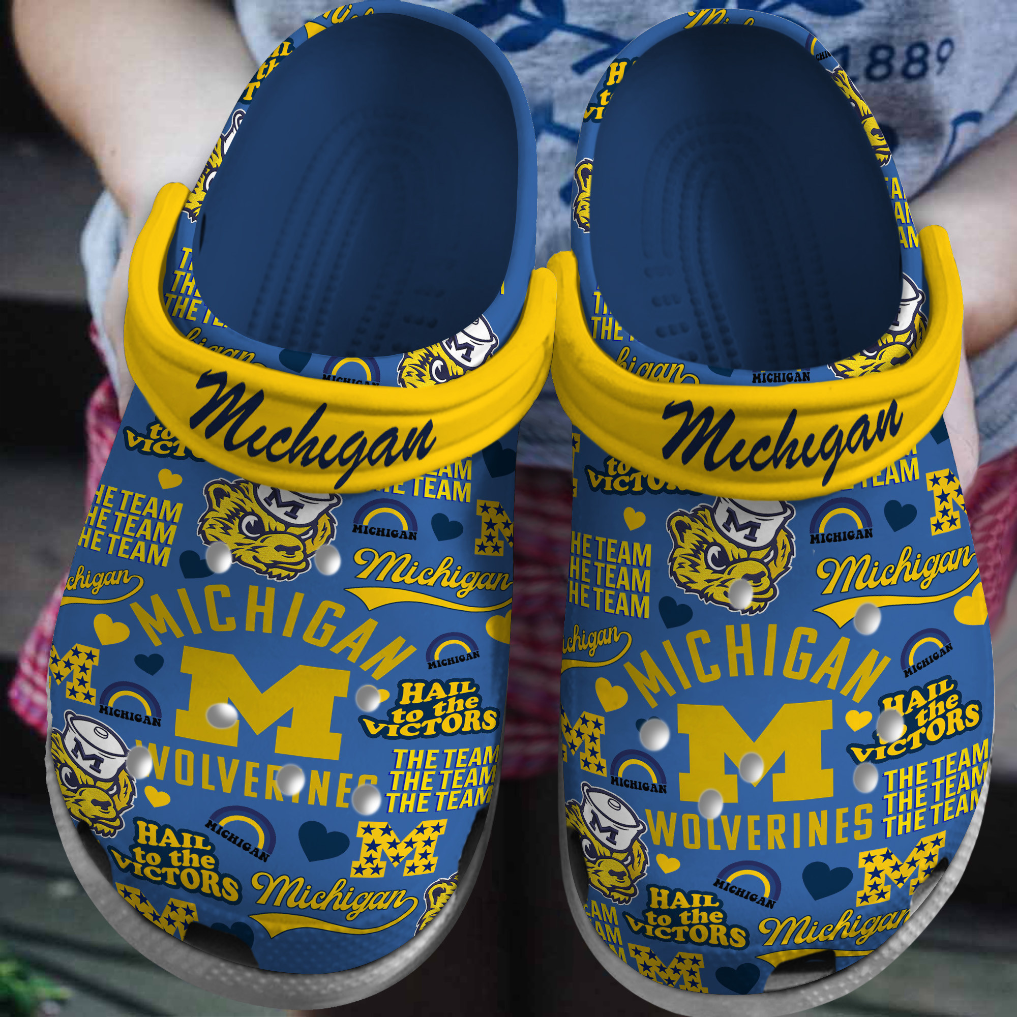 Michigan Wolverines NCAA Sport Crocs Crocband Clogs Shoes Comfortable For Men Women and Kids