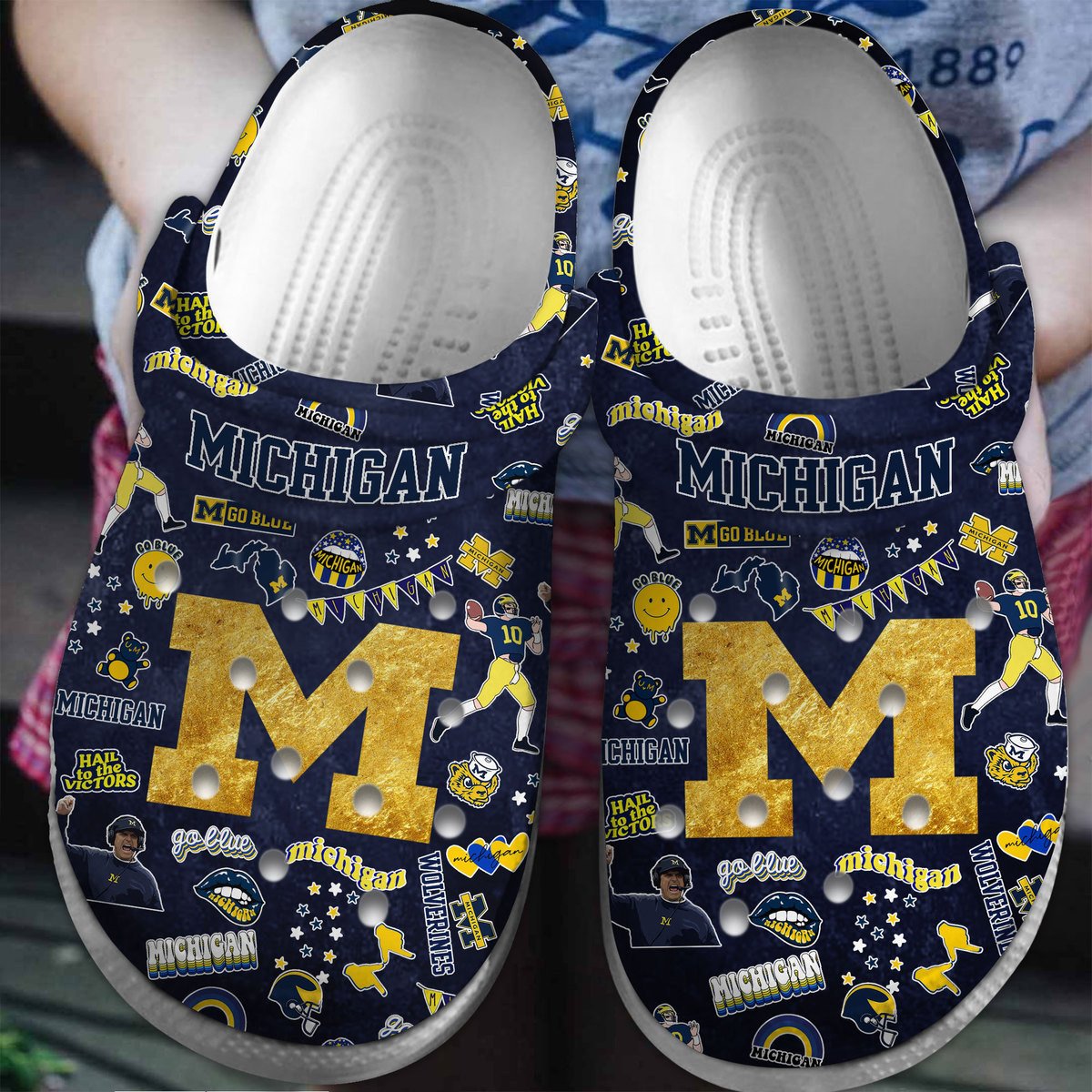 Michigan Wolverines NCAA Sport Crocs Crocband Clogs Shoes Comfortable For Men Women and Kids