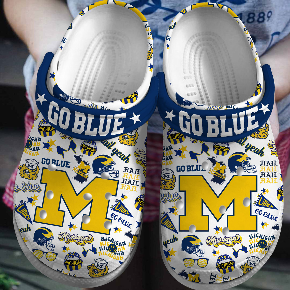 Michigan Wolverines NCAA Sport Crocs Crocband Clogs Shoes Comfortable For Men Women and Kids