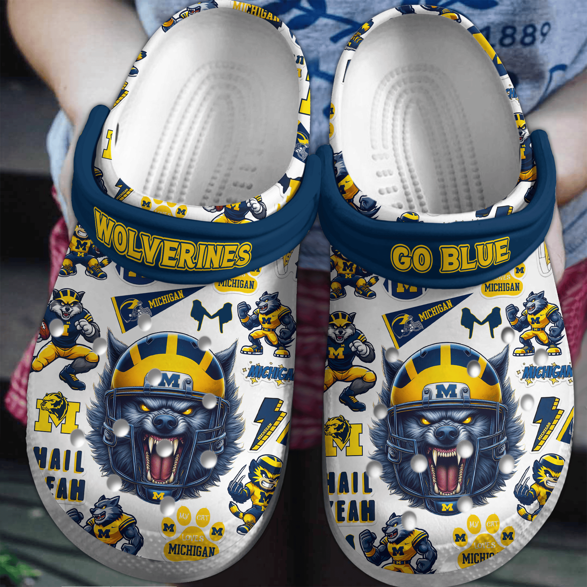 Michigan Wolverines NCAA Sport Crocs Crocband Clogs Shoes Comfortable For Men Women and Kids