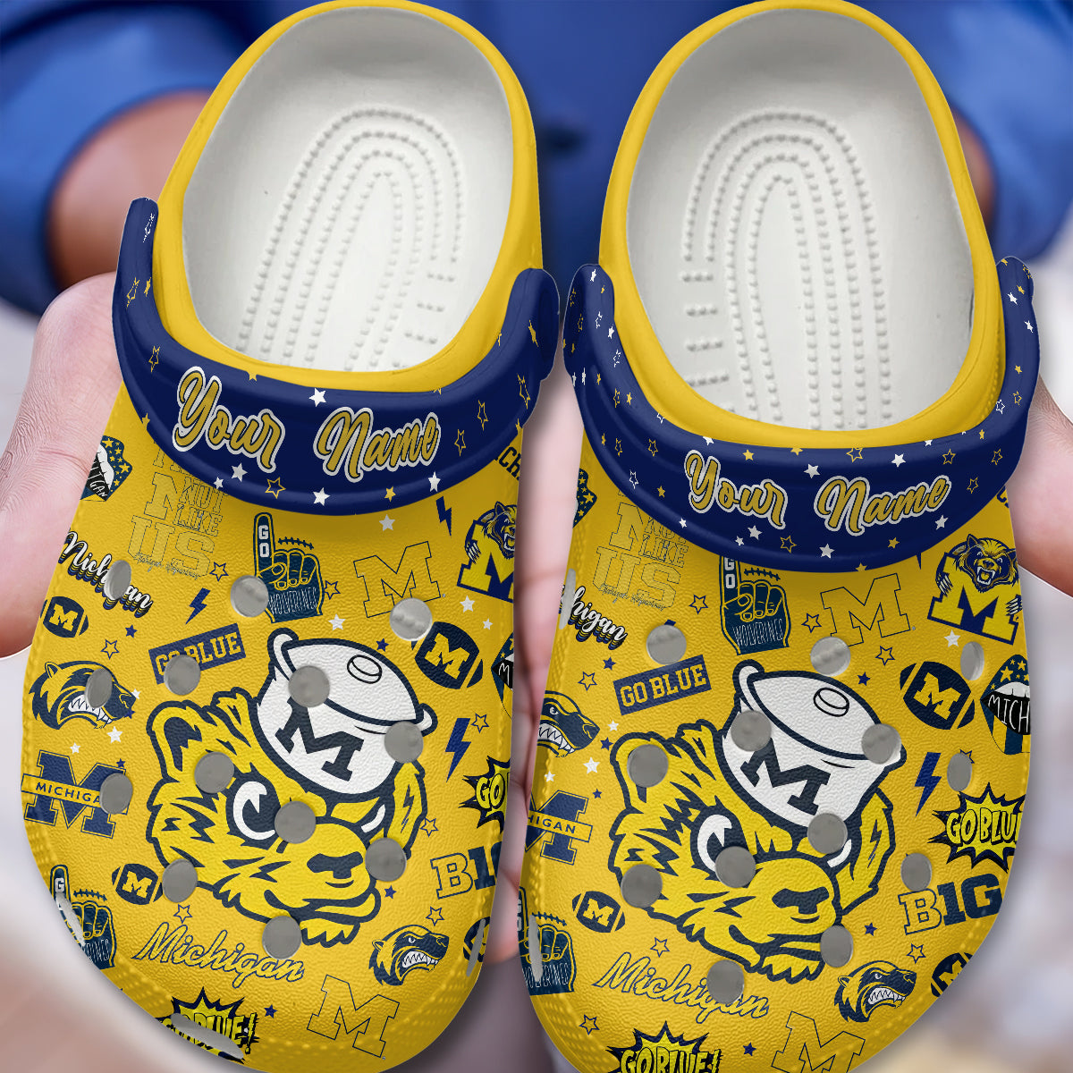 Michigan Wolverines NCAA Sport Crocs Crocband Clogs Shoes Comfortable For Men Women and Kids