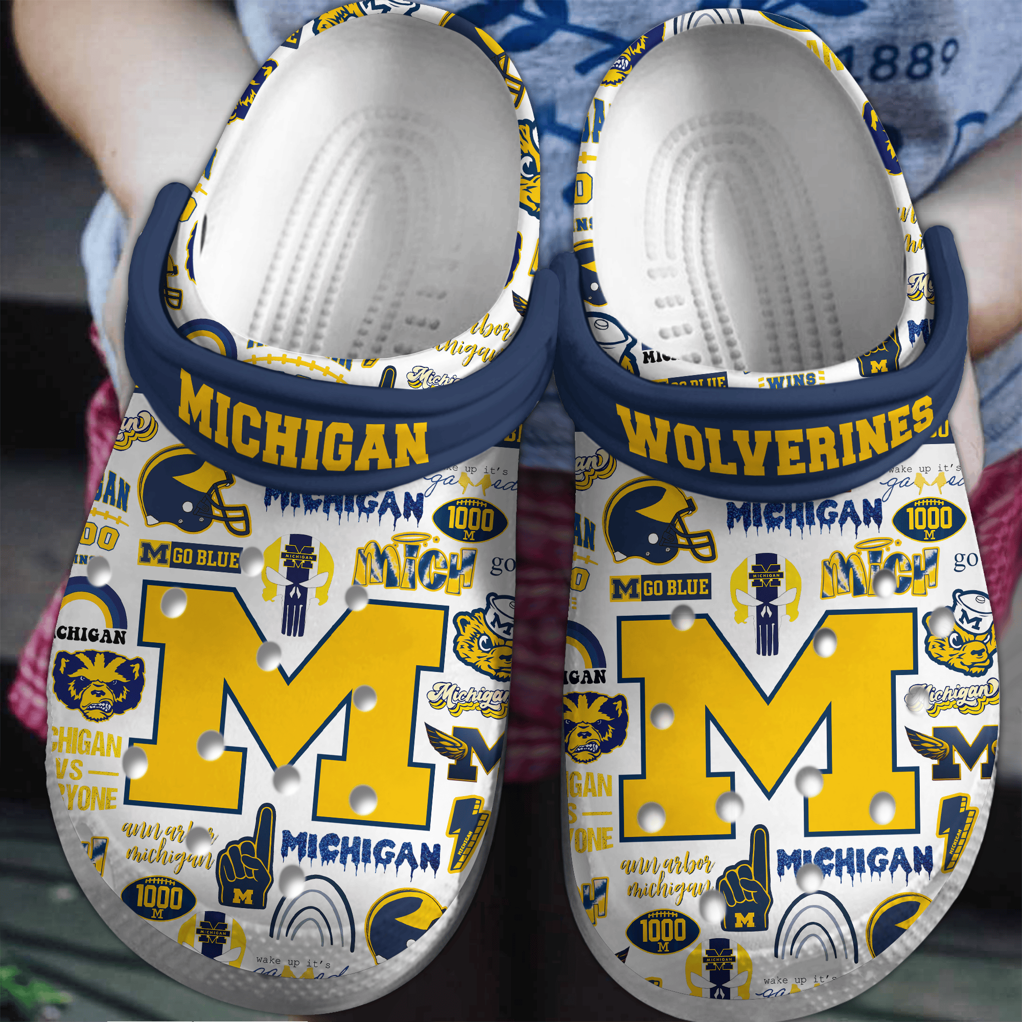 Michigan Wolverines NCAA Sport Crocs Crocband Clogs Shoes Comfortable For Men Women and Kids