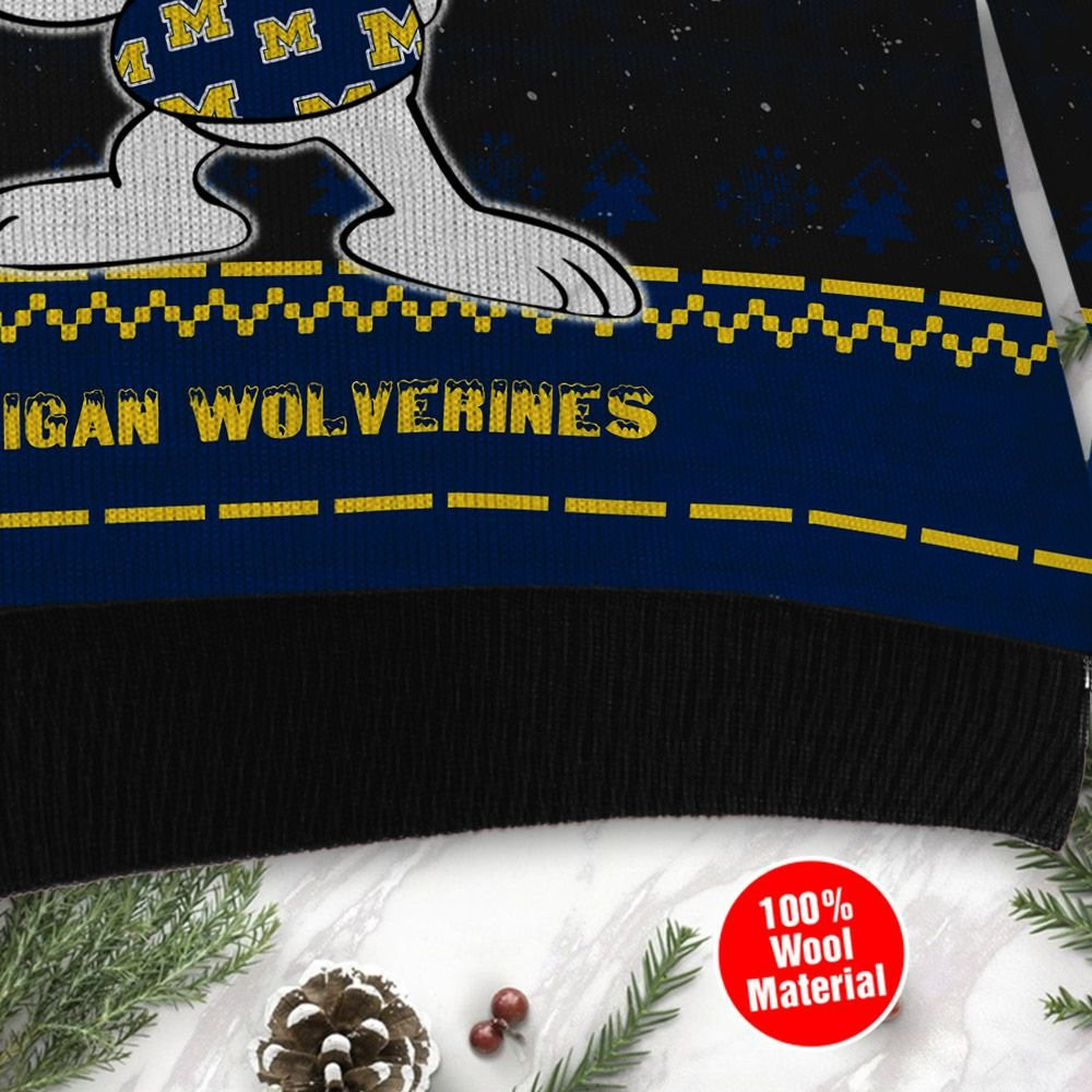 Michigan Wolverines Snoopy Dabbing Holiday Party Ugly Christmas Sweater Adult 3D Funny Matching for family - Image 4