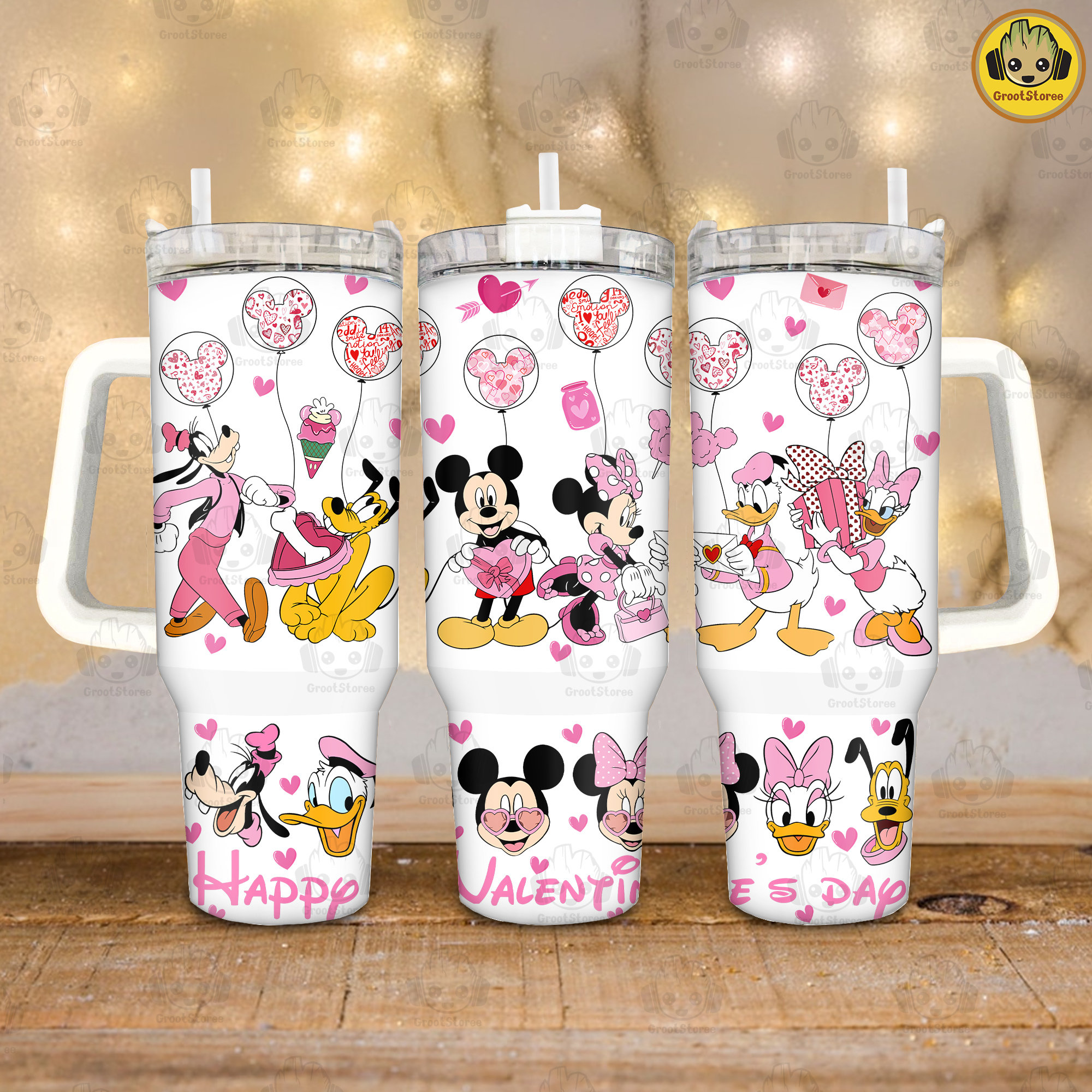 Mickey and friends Valentines Gift Disney Cartoon Custom Stanley Cup 40 oz 30 oz Tumbler With HandleTVC2301912