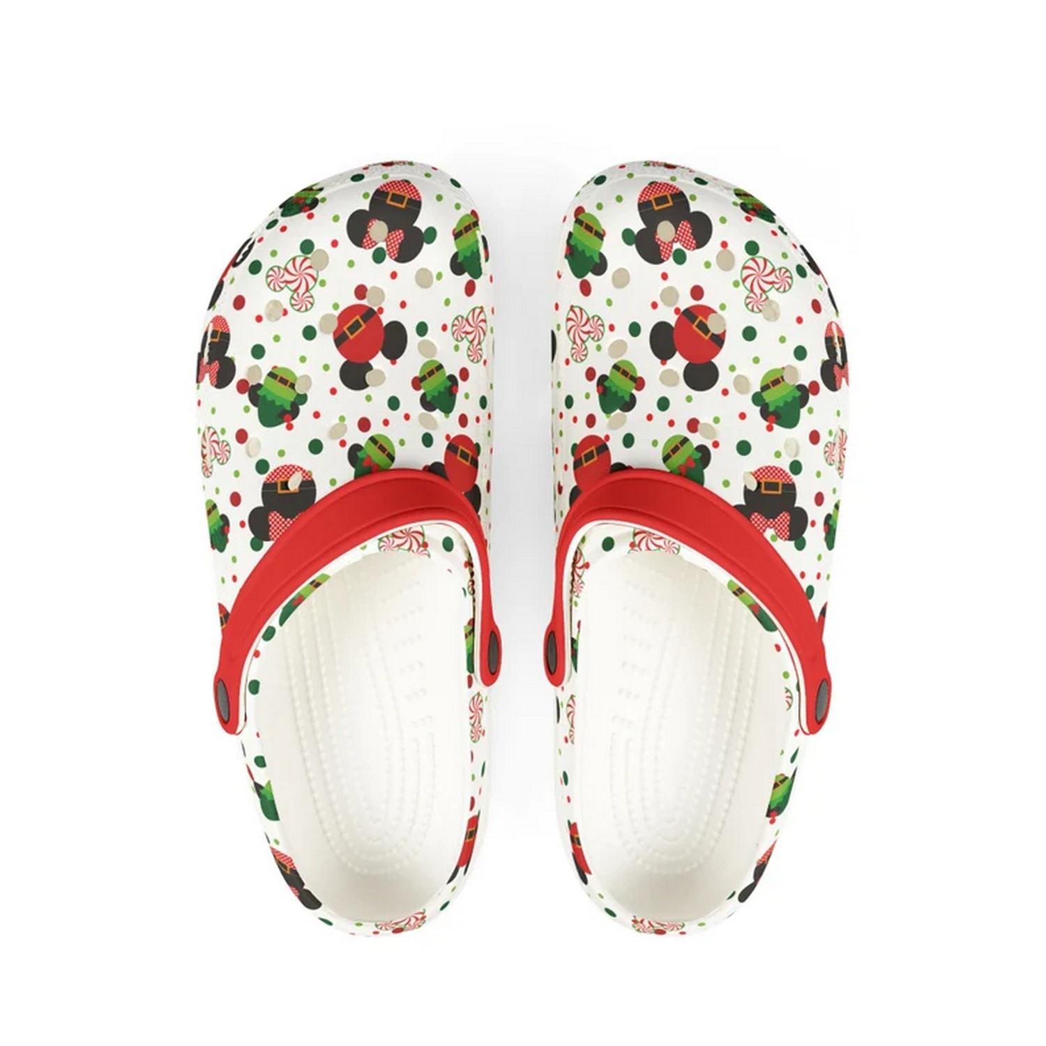 Mickey And Minnie Cartoon Candy Christmas Crocs Crocband Clogs Shoes Comfortable For Men Women and Kids