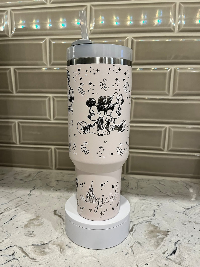 Mickey And Minnie Cartoon Custom Stanley Cup 40 oz 30 oz Tumbler With HandleTVC2301778
