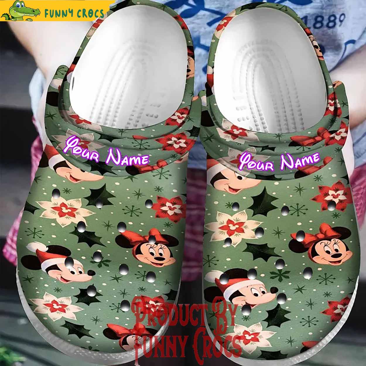 Mickey And Minnie Mouse Cartoon Christmas Crocs Crocband Clogs Shoes Comfortable For Men Women and Kids