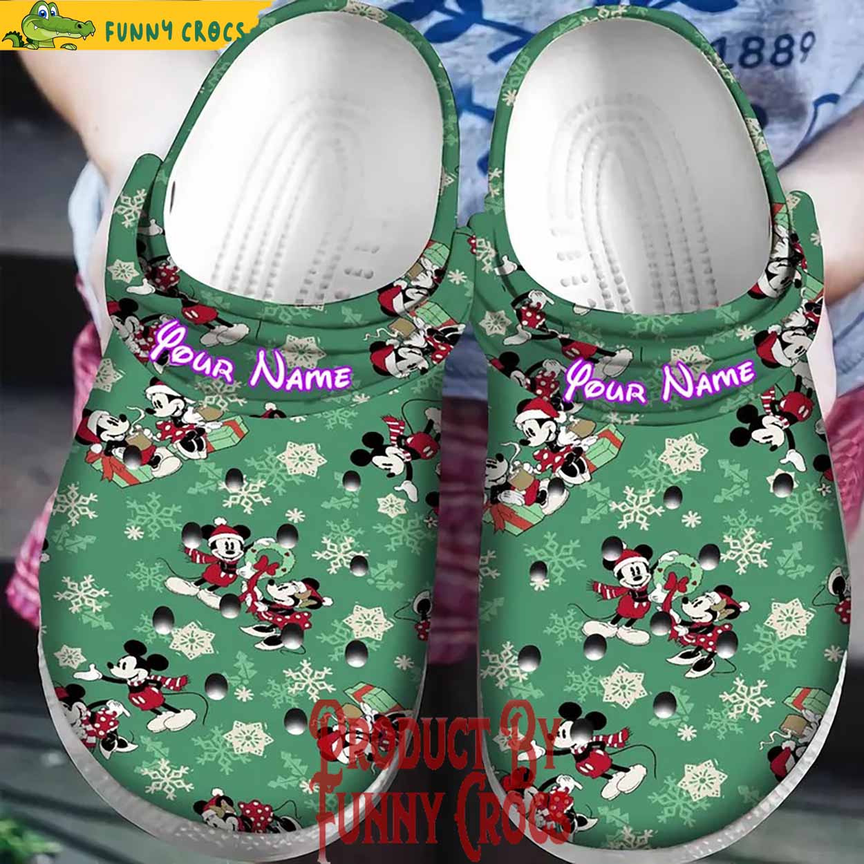 Mickey And Minnie Mouse Cartoon Christmas Crocs Crocband Clogs Shoes Comfortable For Men Women and Kids