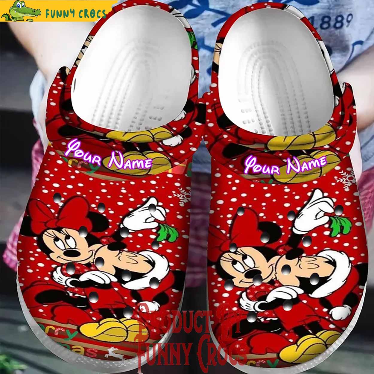Mickey And Minnie Mouse Cartoon Christmas Crocs Crocband Clogs Shoes Comfortable For Men Women and Kids