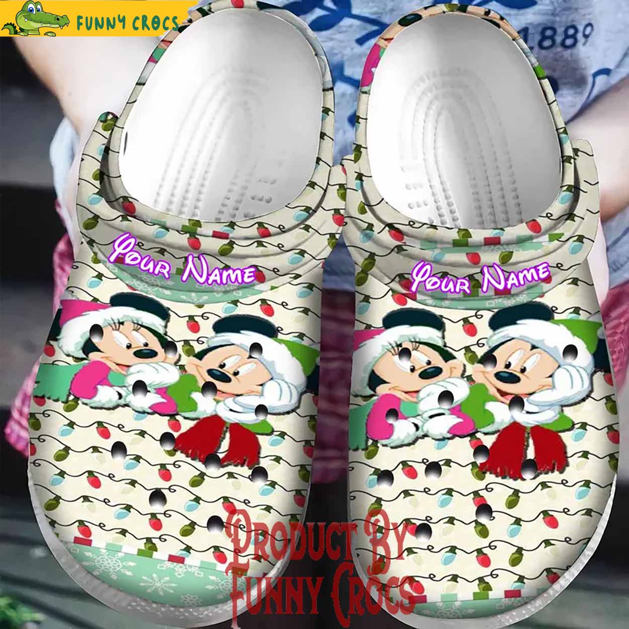 Mickey And Minnie Mouse Cartoon Christmas Crocs Crocband Clogs Shoes Comfortable For Men Women and Kids