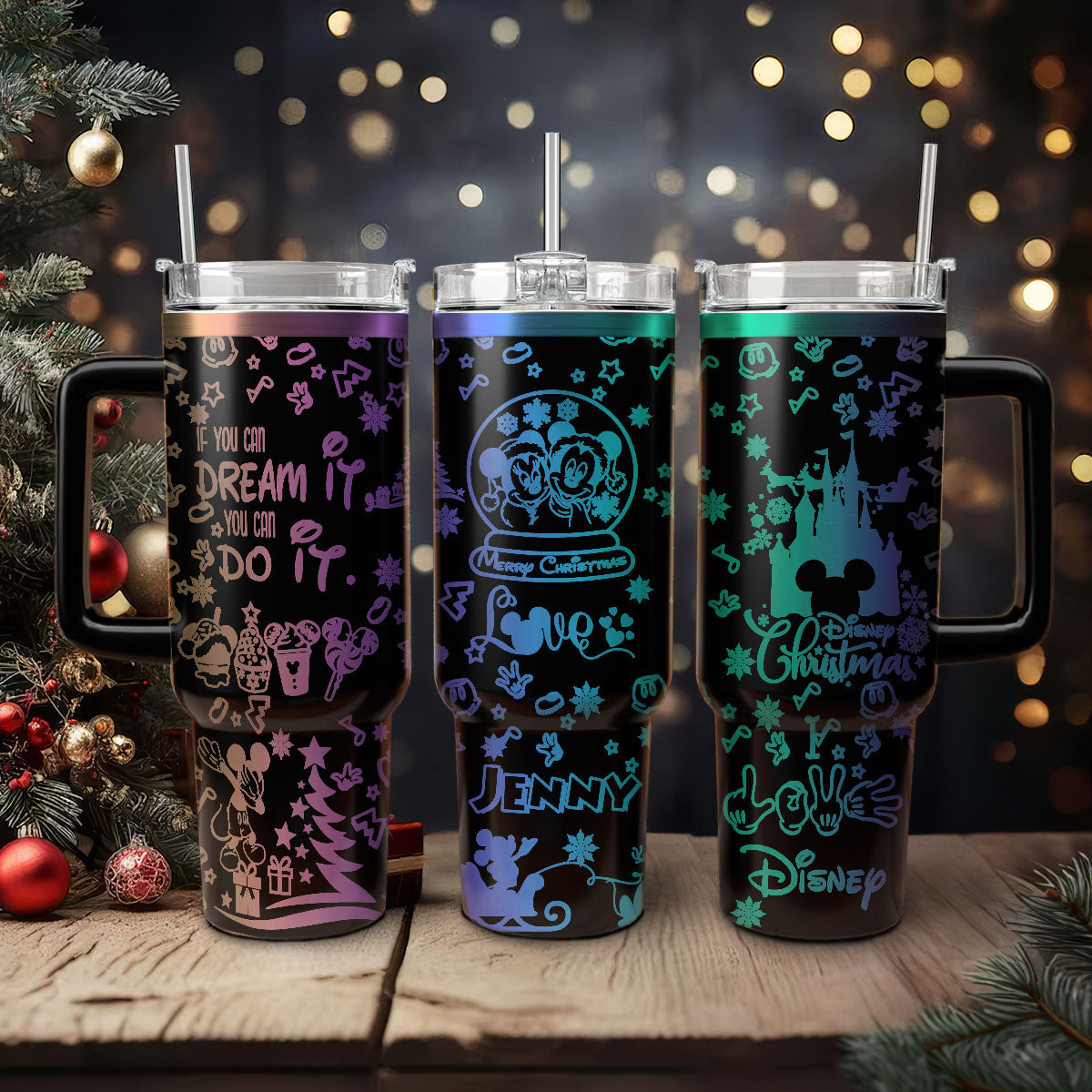 Mickey and Minnie Mouse Cartoon Christmas Custom Stanley Cup 40 oz 30 oz Tumbler With HandleTVC2301425