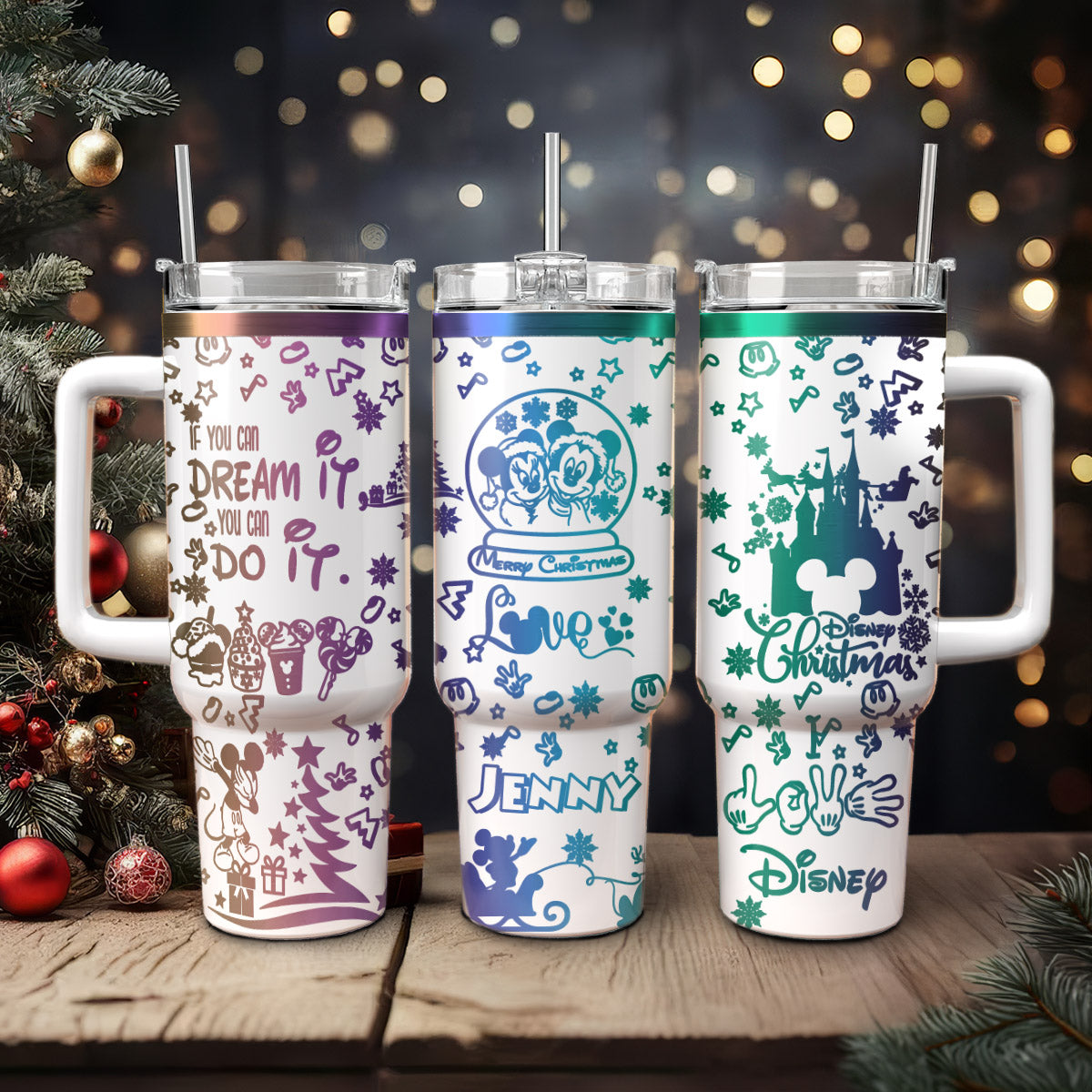 Mickey and Minnie Mouse Cartoon Christmas Custom Stanley Cup 40 oz 30 oz Tumbler With HandleTVC2301426
