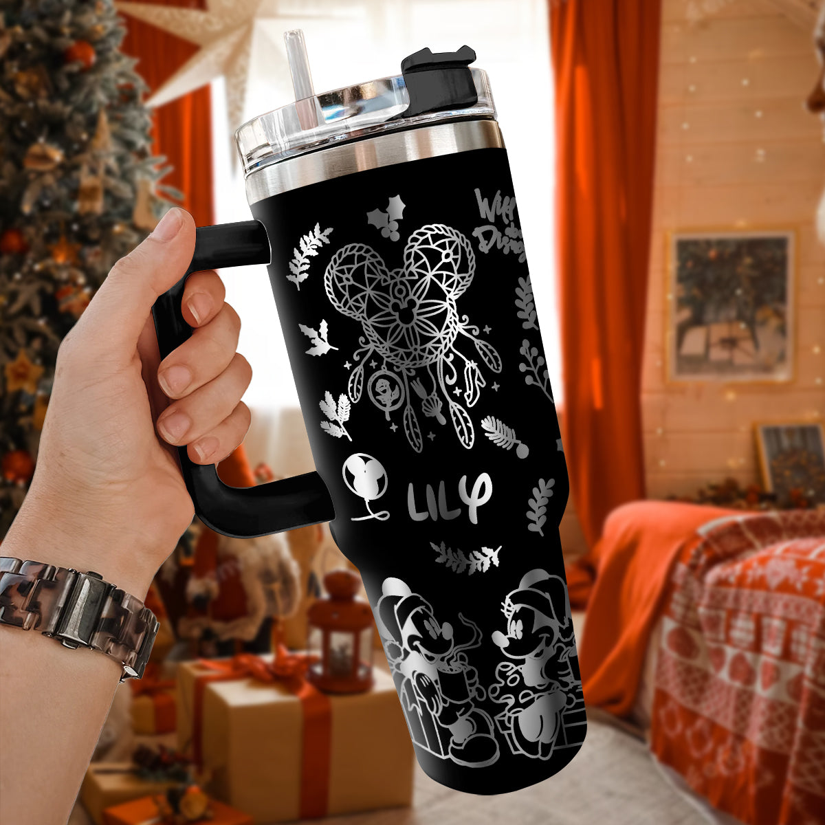 Mickey and Minnie Mouse Cartoon Christmas Custom Stanley Cup 40 oz 30 oz Tumbler With HandleTVC2301427