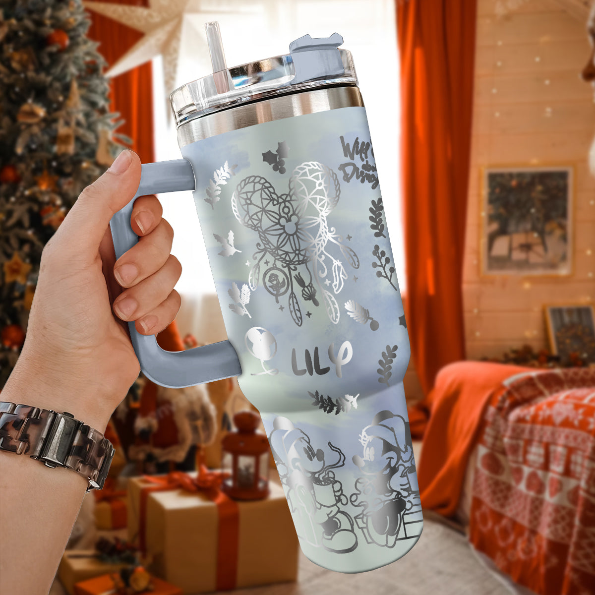 Mickey and Minnie Mouse Cartoon Christmas Custom Stanley Cup 40 oz 30 oz Tumbler With HandleTVC2301427