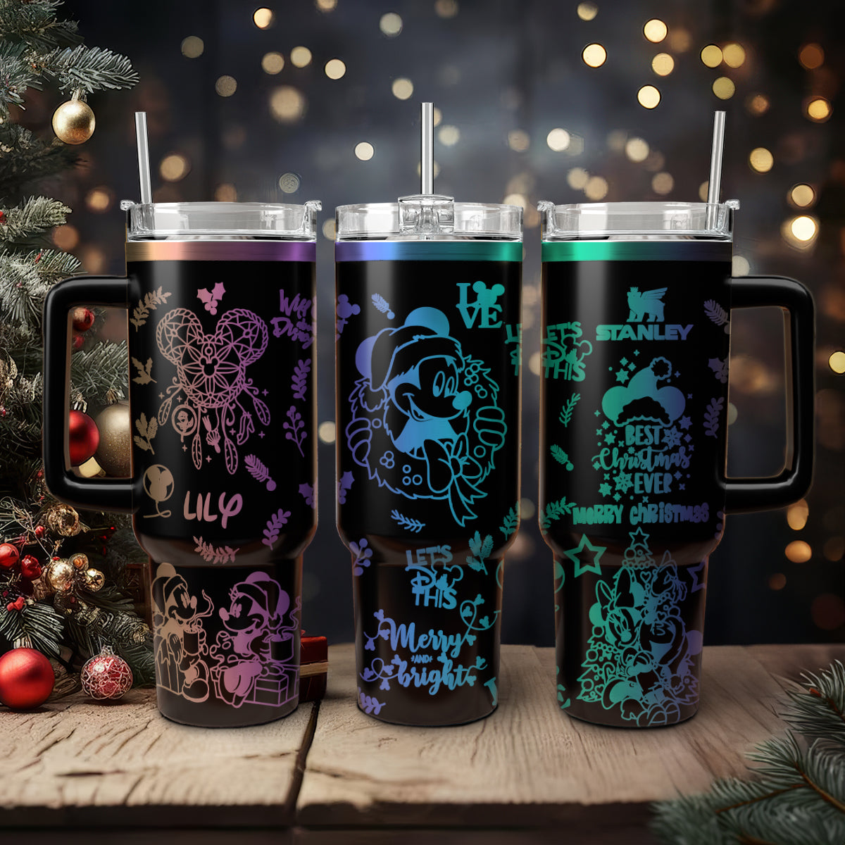 Mickey and Minnie Mouse Cartoon Christmas Custom Stanley Cup 40 oz 30 oz Tumbler With HandleTVC2301427