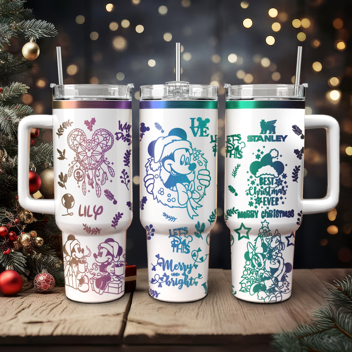 Mickey and Minnie Mouse Cartoon Christmas Custom Stanley Cup 40 oz 30 oz Tumbler With HandleTVC2301427