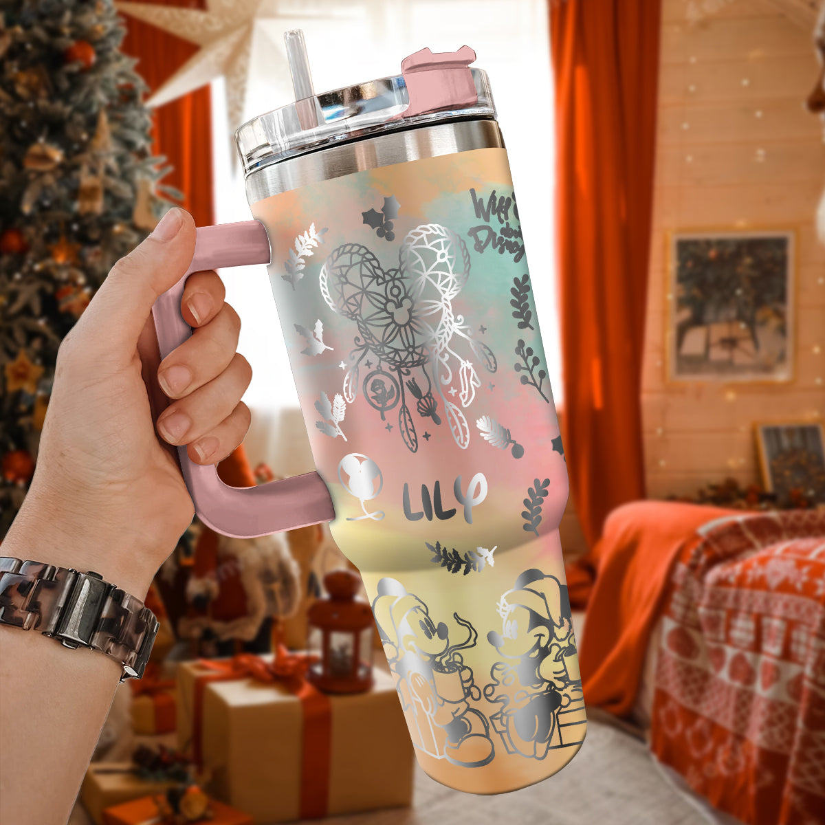 Mickey and Minnie Mouse Cartoon Christmas Custom Stanley Cup 40 oz 30 oz Tumbler With HandleTVC2301427