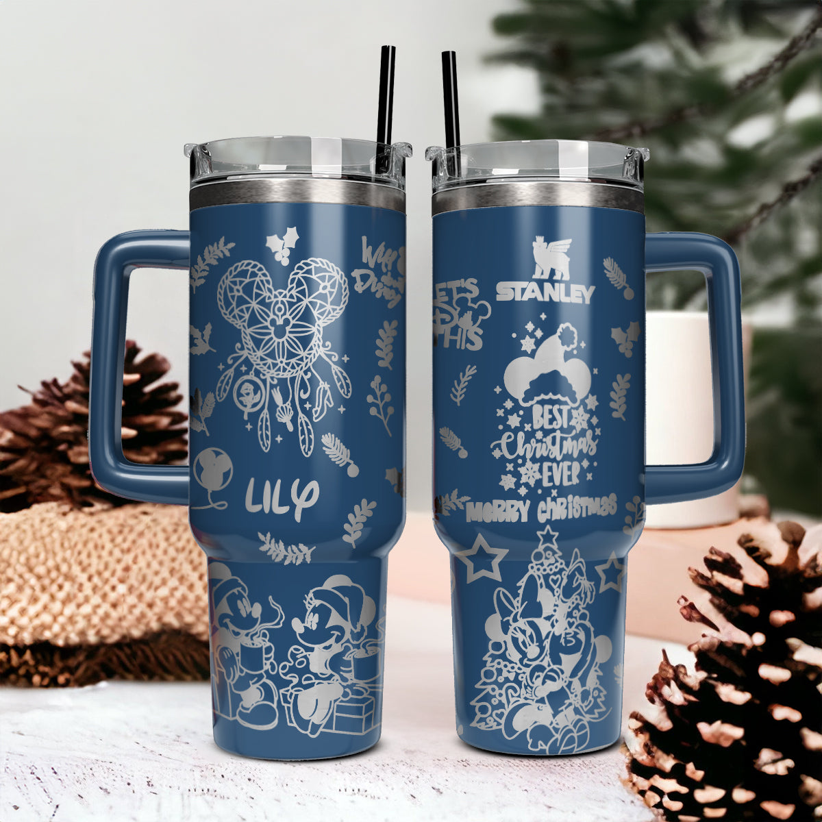 Mickey and Minnie Mouse Cartoon Christmas Custom Stanley Cup 40 oz 30 oz Tumbler With HandleTVC2301427