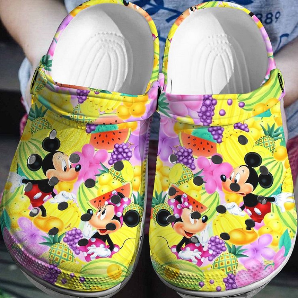 Mickey And Minnie Mouse Cartoon Crocs Crocband Clogs Shoes Comfortable For Men Women and Kids