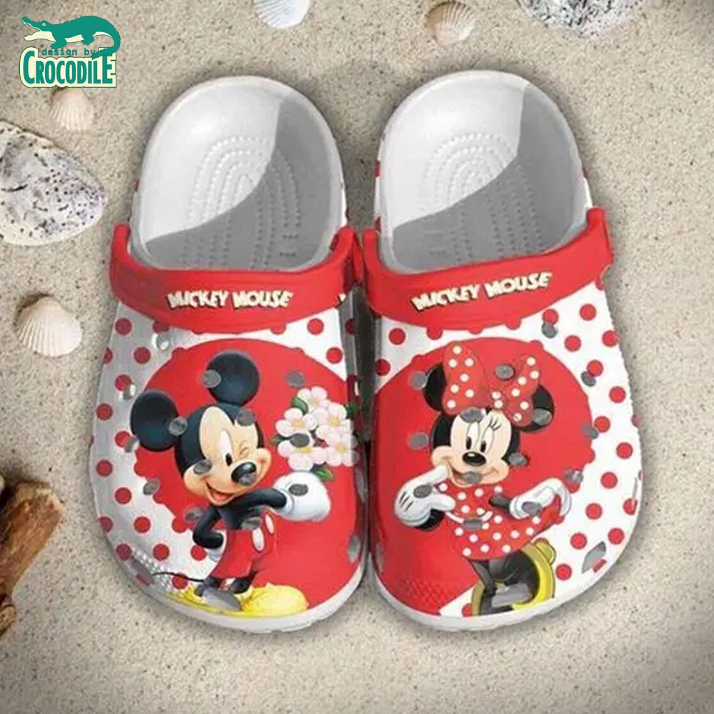 Mickey And Minnie Mouse Cartoon Crocs Crocband Clogs Shoes Comfortable For Men Women and Kids