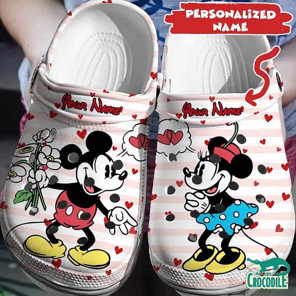 Mickey And Minnie Mouse Cartoon Crocs Crocband Clogs Shoes Comfortable For Men Women and Kids