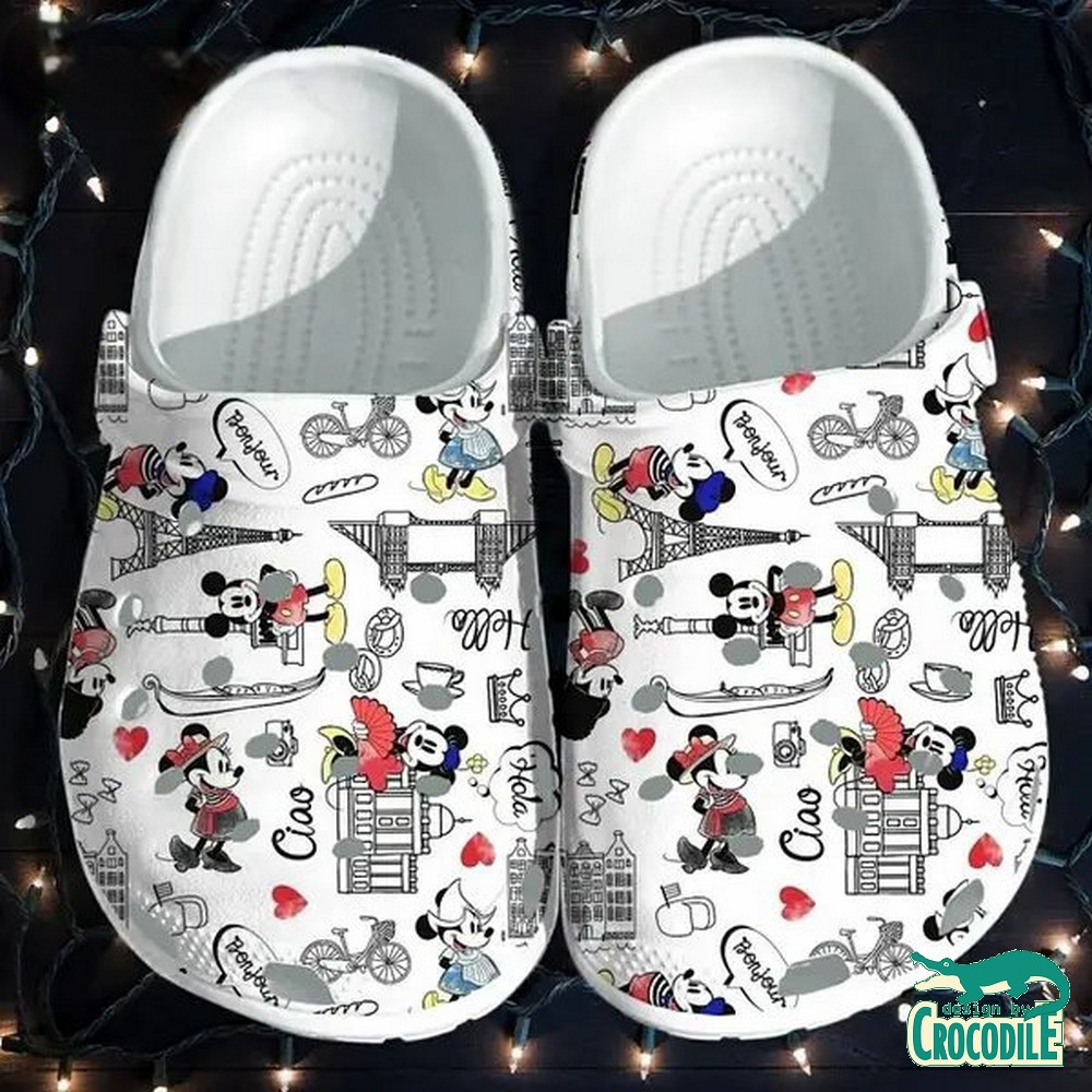 Mickey And Minnie Mouse Cartoon Crocs Crocband Clogs Shoes Comfortable For Men Women and Kids