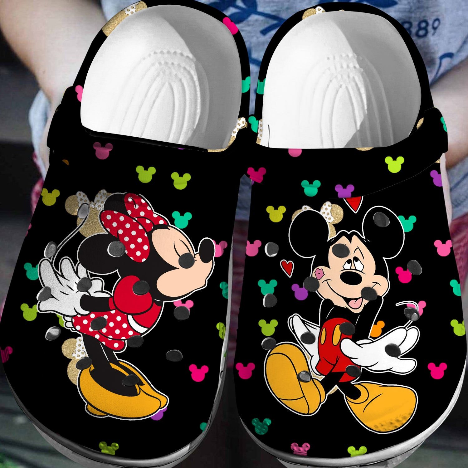 Mickey And Minnie Mouse Cartoon Crocs Crocband Clogs Shoes Comfortable For Men Women and Kids