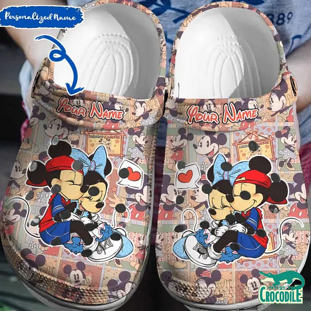Mickey And Minnie Mouse Cartoon Crocs Crocband Clogs Shoes Comfortable For Men Women and Kids
