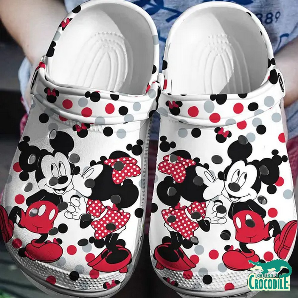 Mickey And Minnie Mouse Cartoon Crocs Crocband Clogs Shoes Comfortable For Men Women and Kids